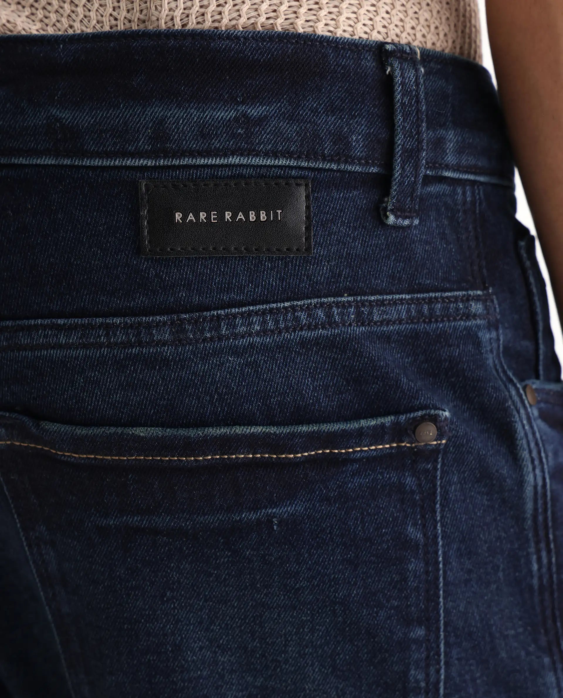 Rare Rabbit Men's Erie Dusky Blue Cotton Blend Plain Hawk Slim Fit Jeans