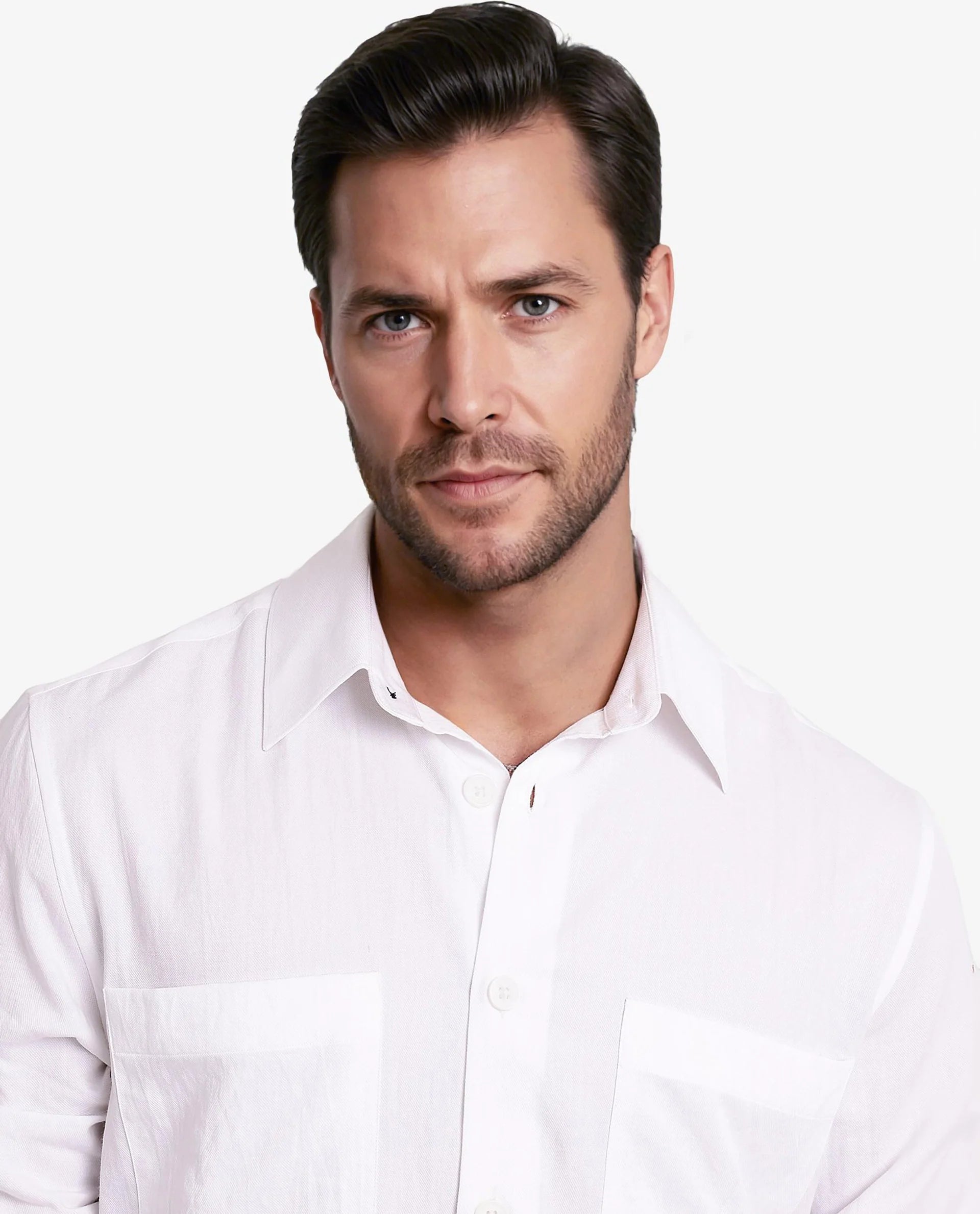 Rare Rabbit Men Esso White Full Sleeve Button Closure Boxy Fit Plain Twill Shirt