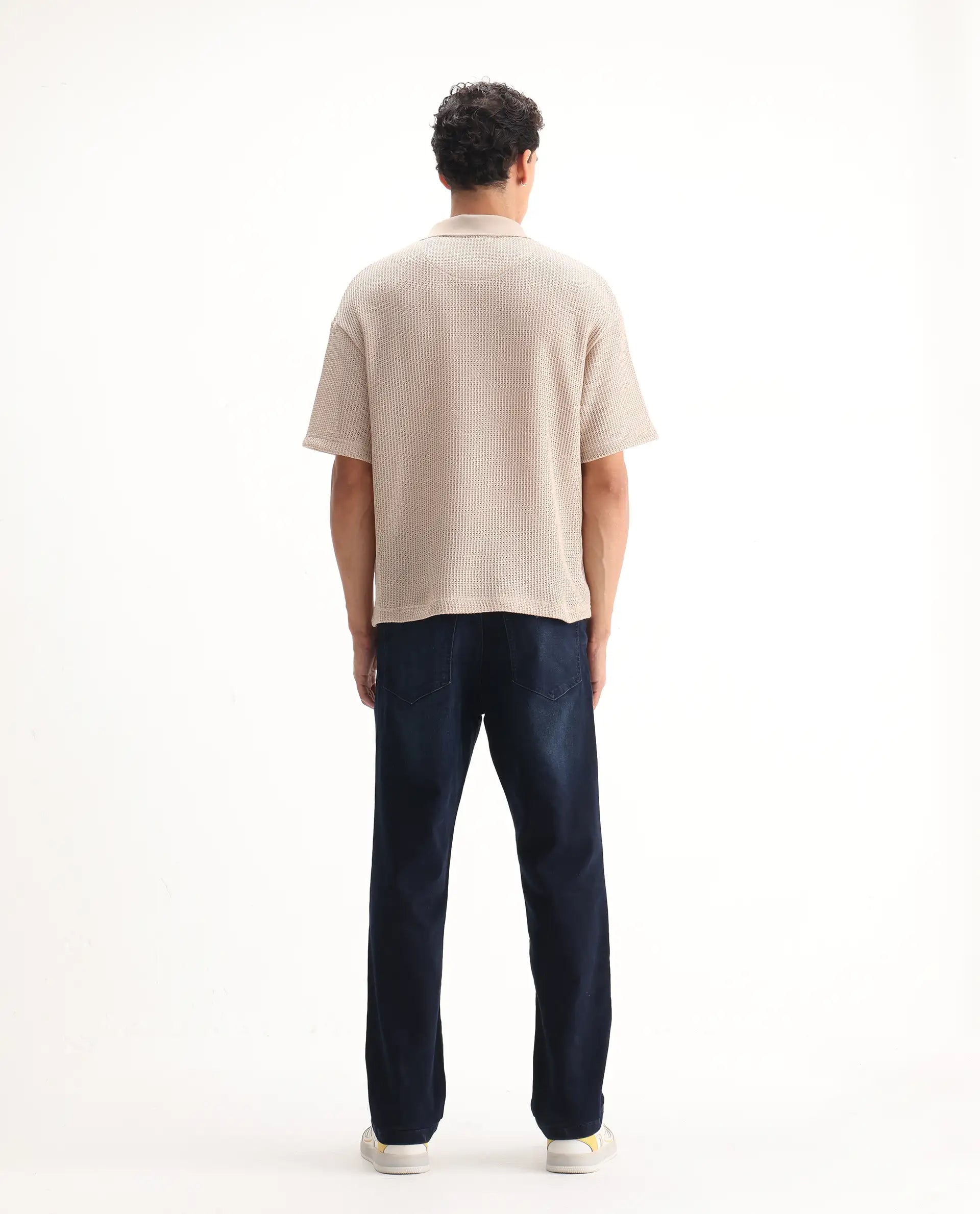 Rare Rabbit Men's Evolve Dark Navy Cotton Blend Plain Morris Regular Fit Jeans