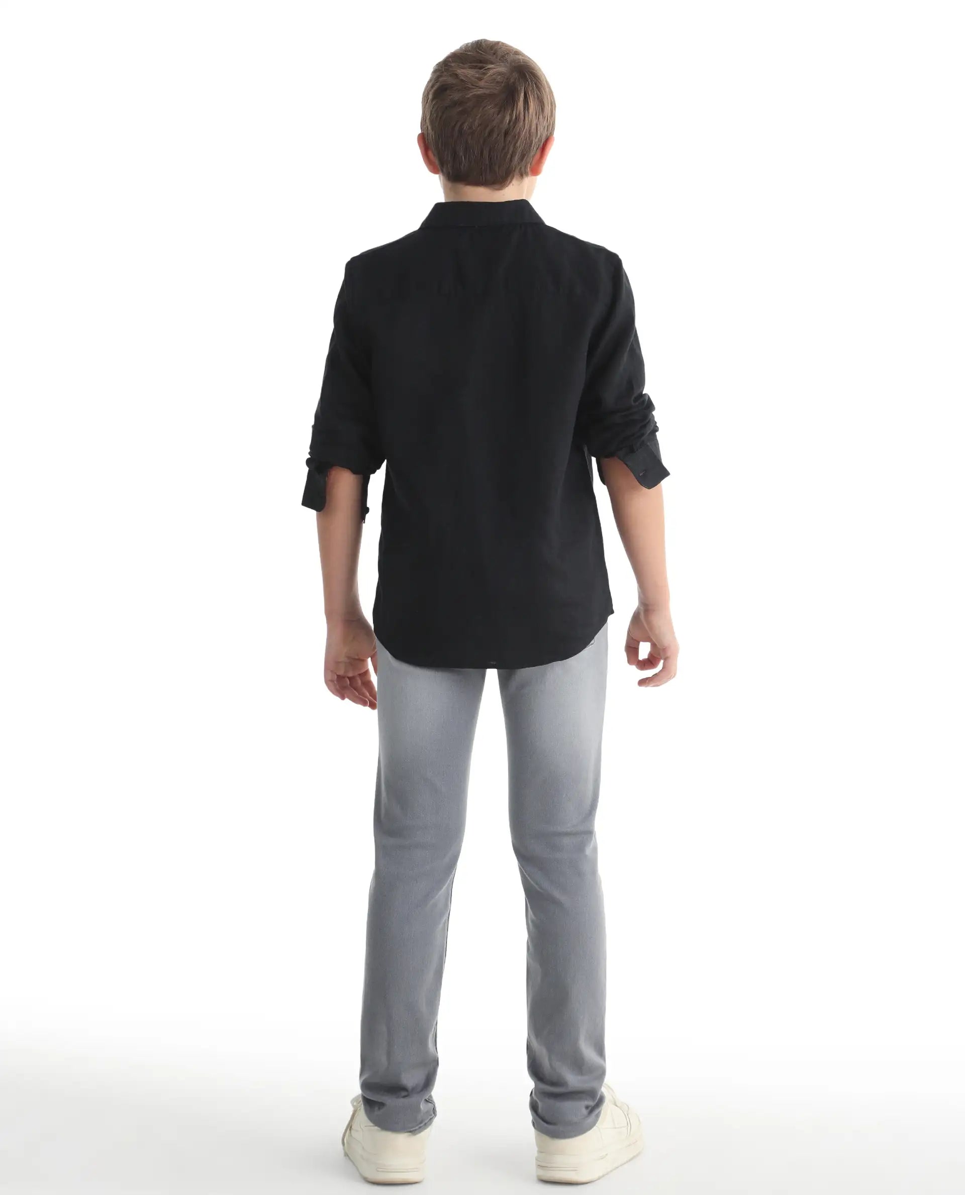 Rare Ones Kids Flint Light Grey Cotton Blend Fabric Zipper Closure Regular Fit Jeans