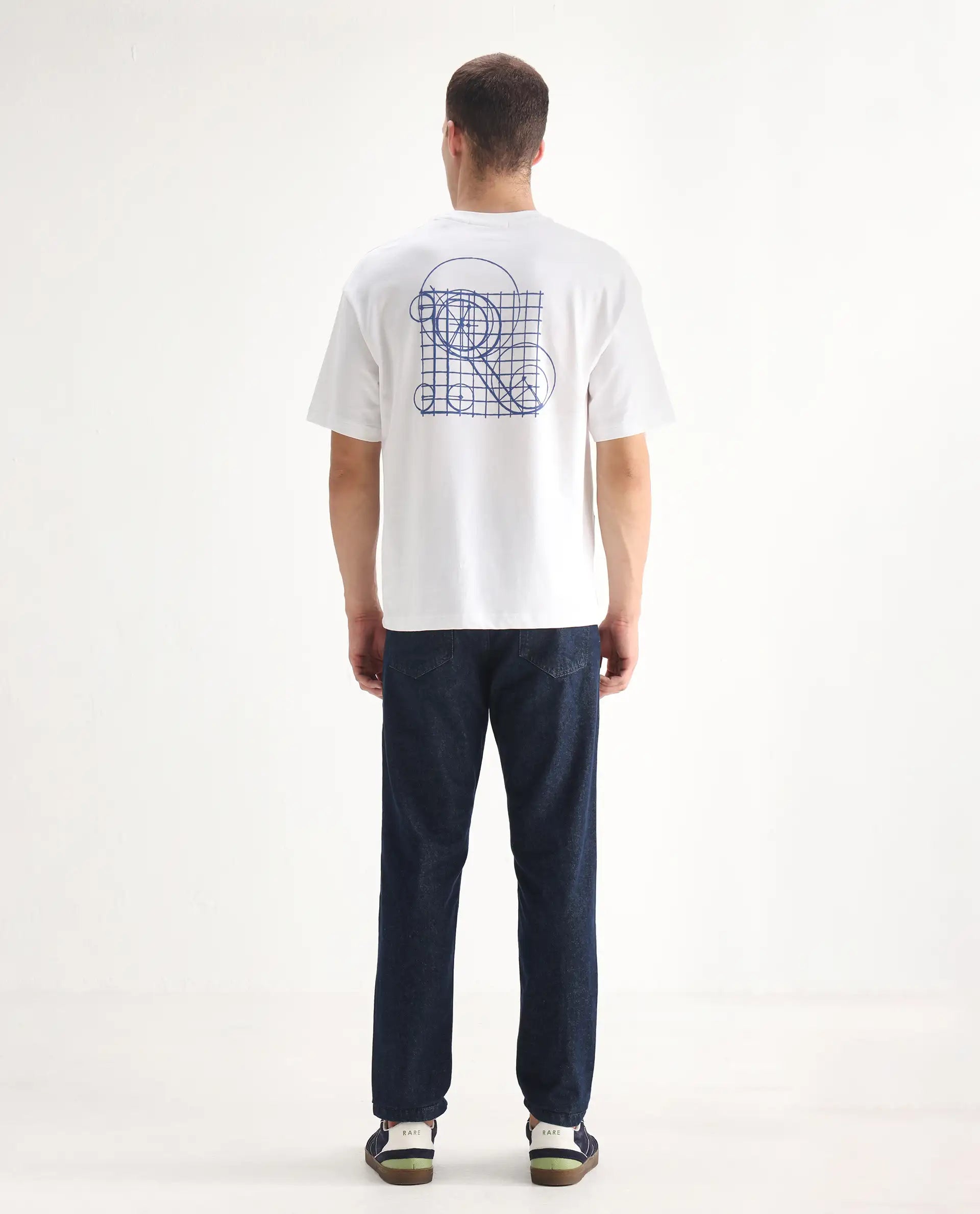 Rare Rabbit Men's Gleb Dark Blue Cotton Plain Kurt Carrot Fit Jeans