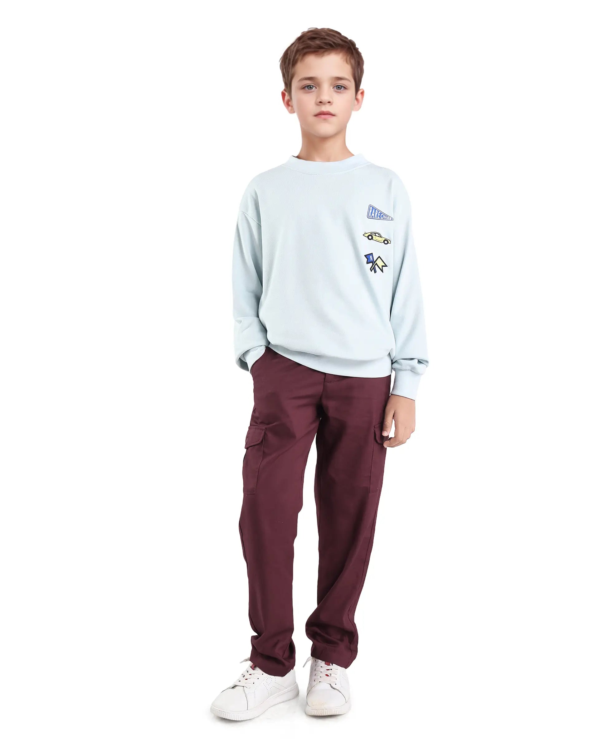 Rare Ones Kids Glin-B Maroon Lyocell Blend Solid Button Closure Regular Fit Trouser