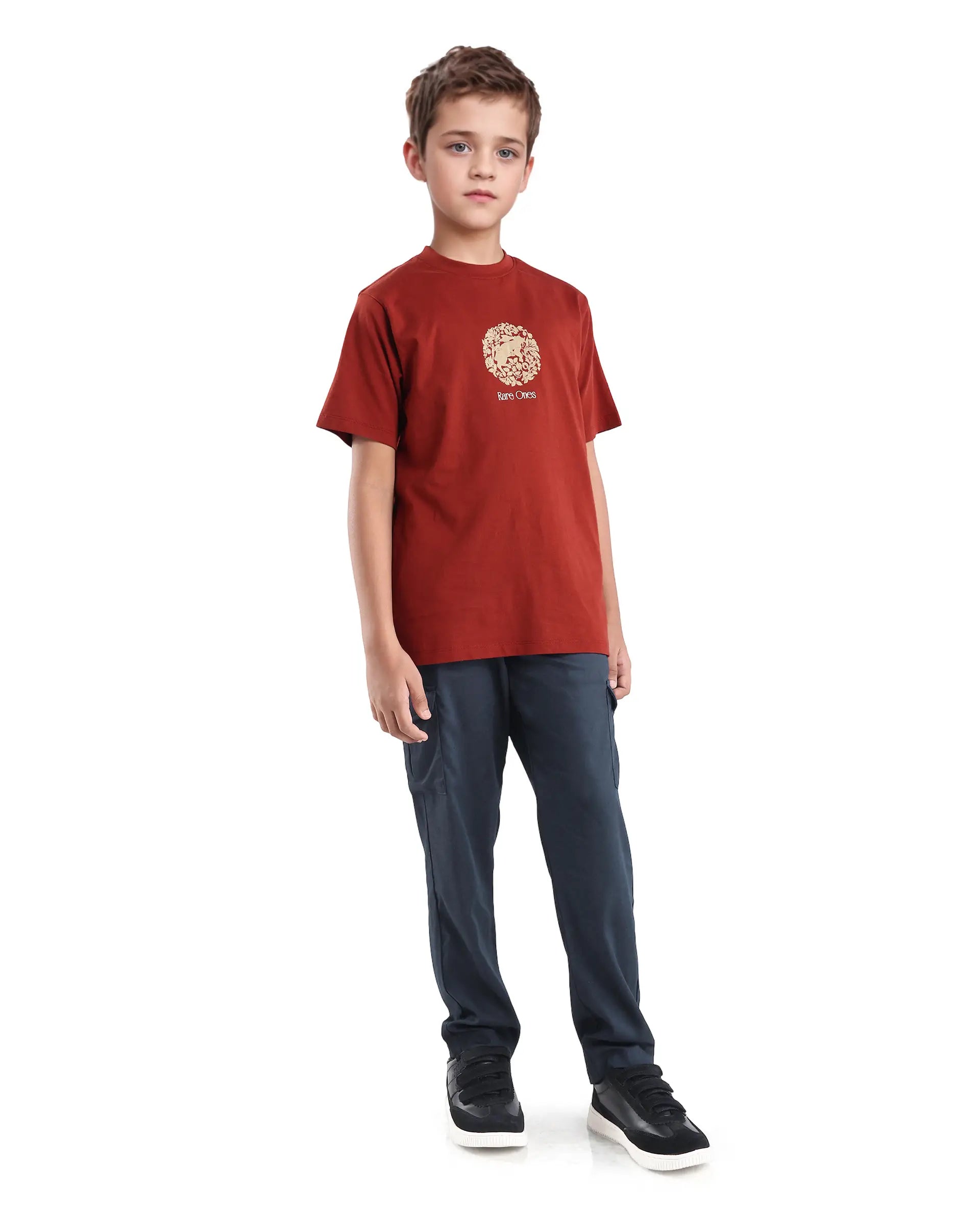Rare Ones Kids Glin-B Navy Lyocell Blend Solid Button Closure Regular Fit Trouser