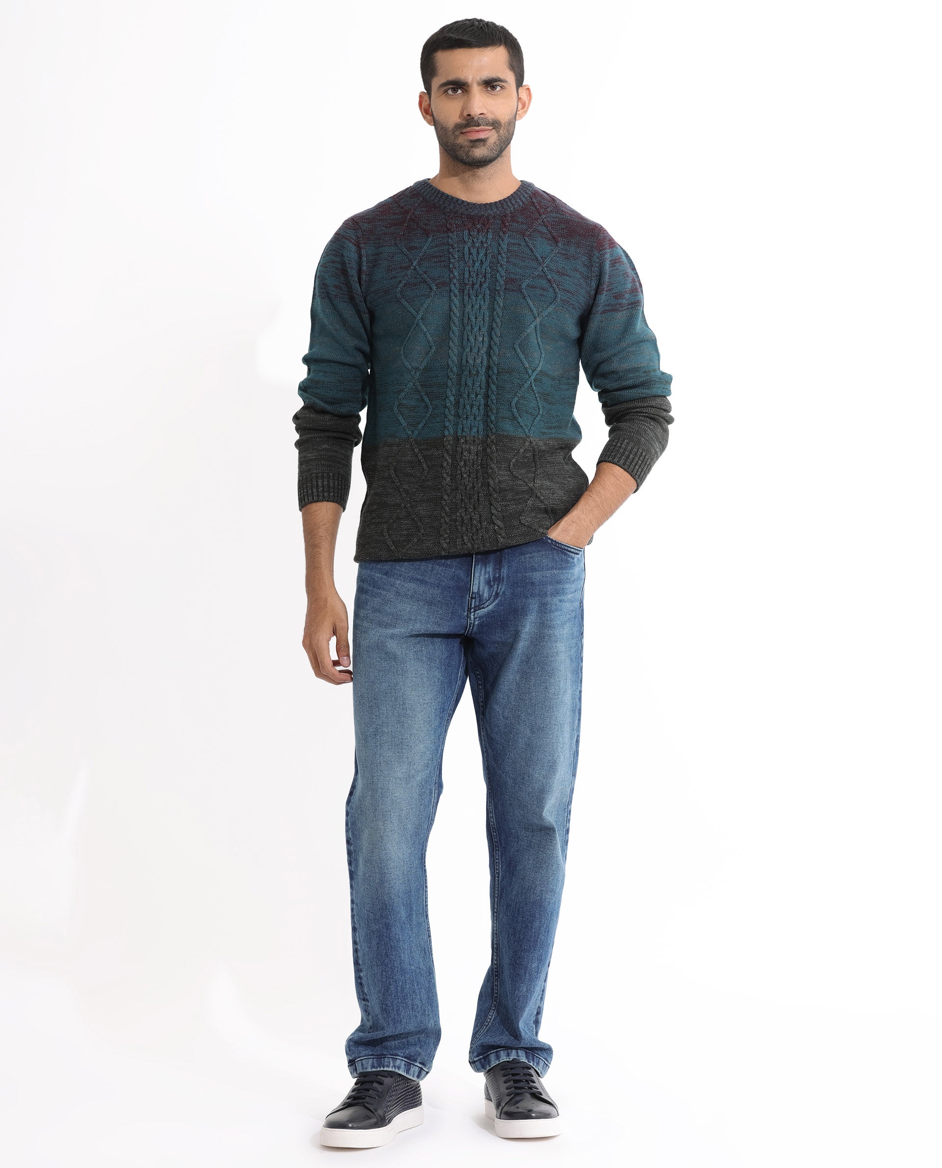 Rare Rabbit Mens Grindle Pink Sweater Full Sleeve Crew Neck Solid