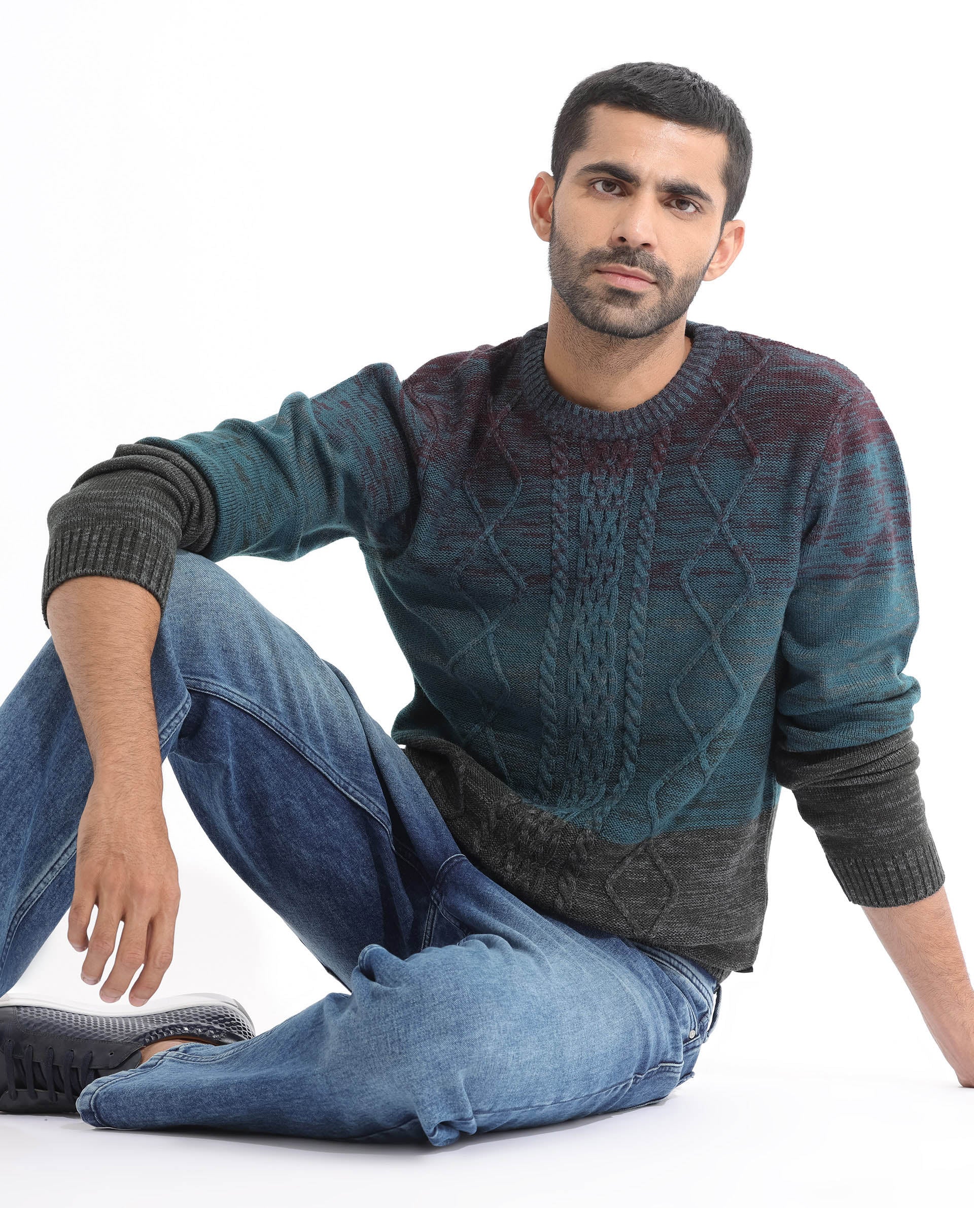 Rare Rabbit Mens Grindle Pink Sweater Full Sleeve Crew Neck Solid