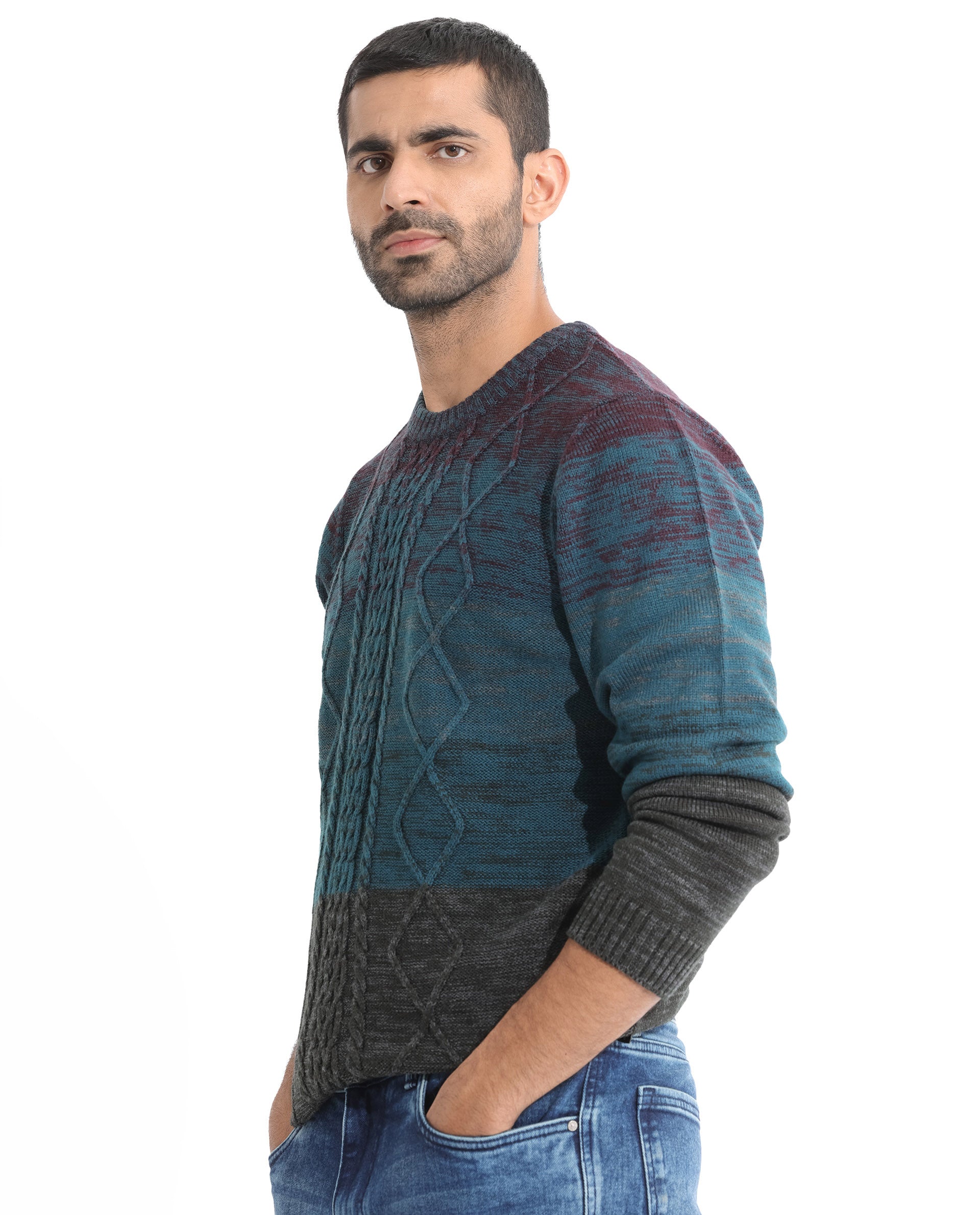 Rare Rabbit Mens Grindle Pink Sweater Full Sleeve Crew Neck Solid