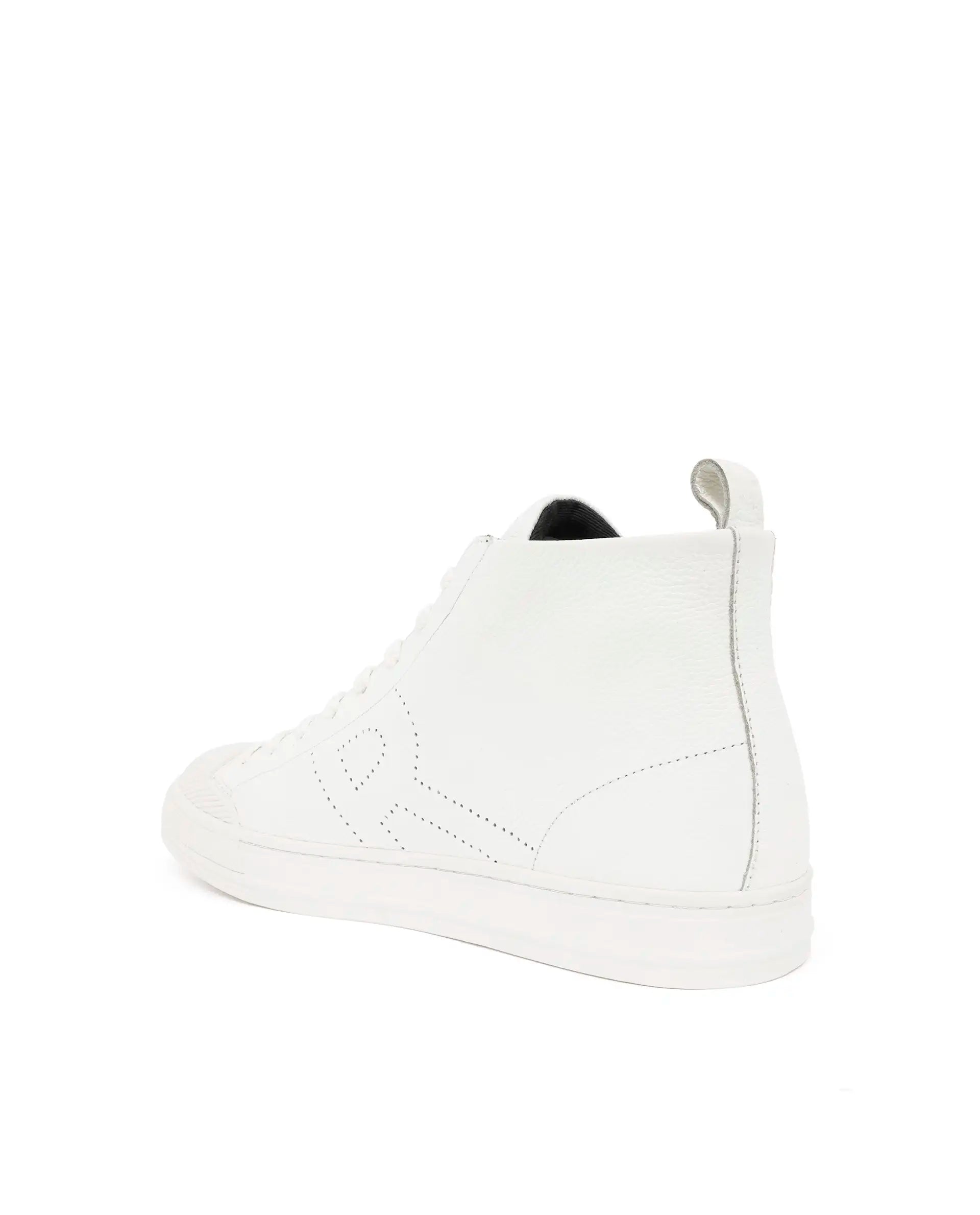Rare Rabbit Mens Sauron Hi Pro White Premium Milled Leather Lace Up High Top Round Toe Sneaker Shoes