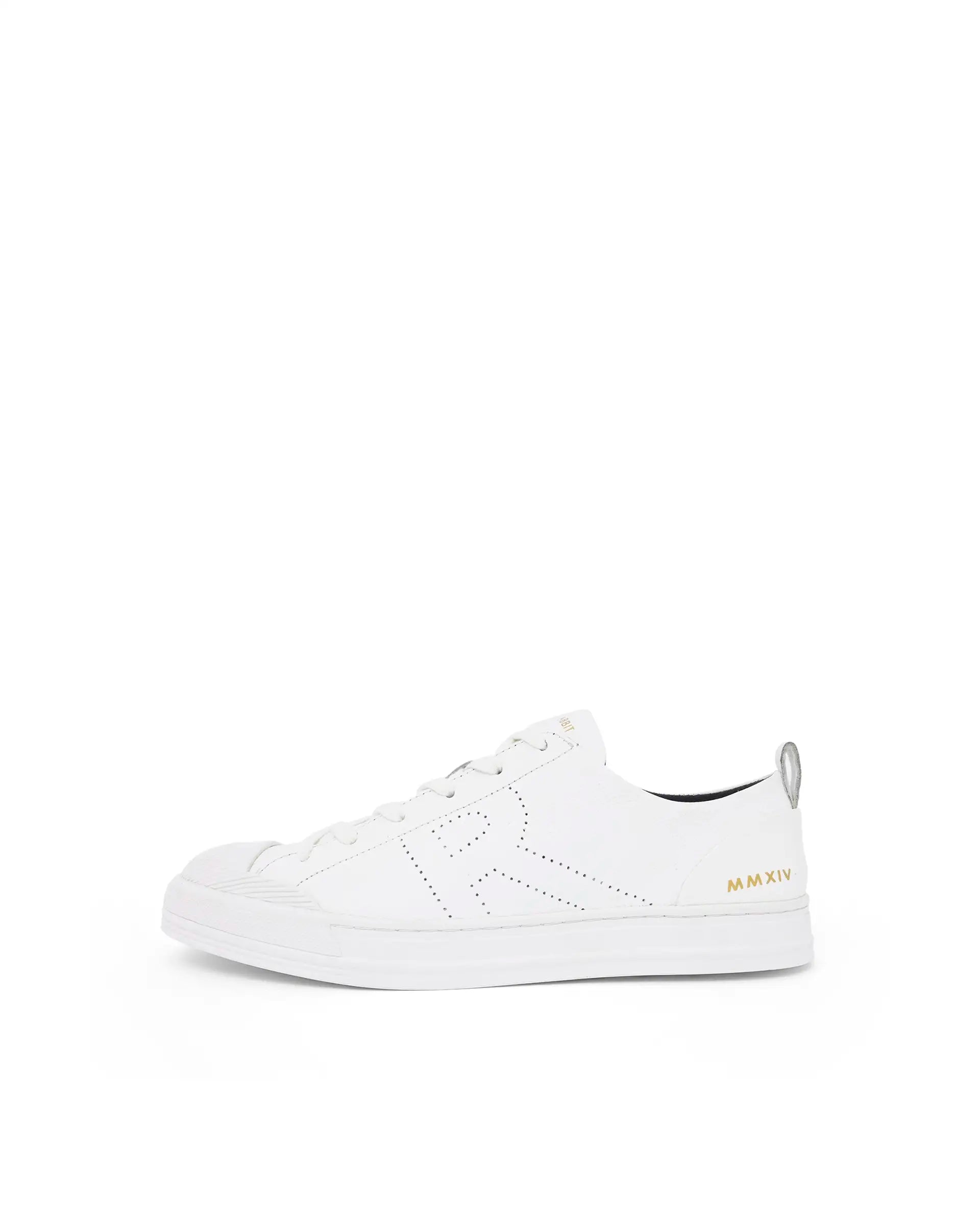 Rare Rabbit Mens Sauron Pro White Premium Milled Leather Lace Up Low Top Round Toe Sneaker Shoes