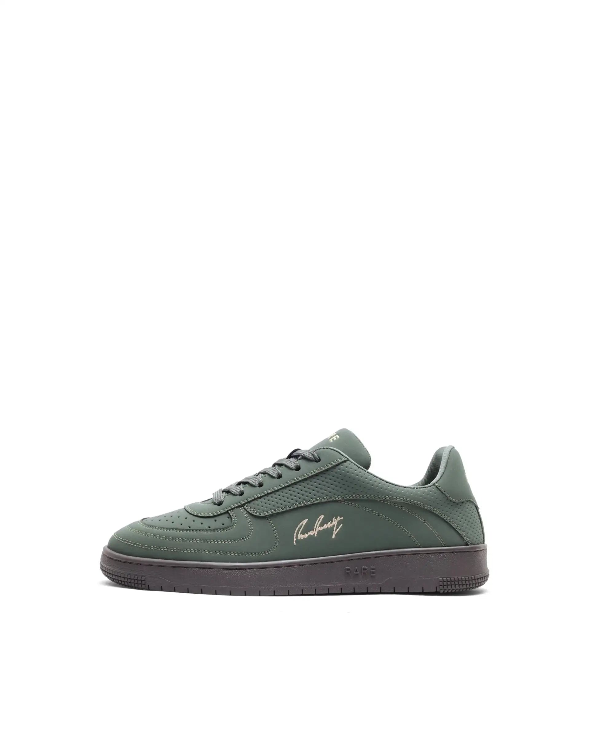 Rare Rabbit Men's Agno Olive Micro Leather Sneaker