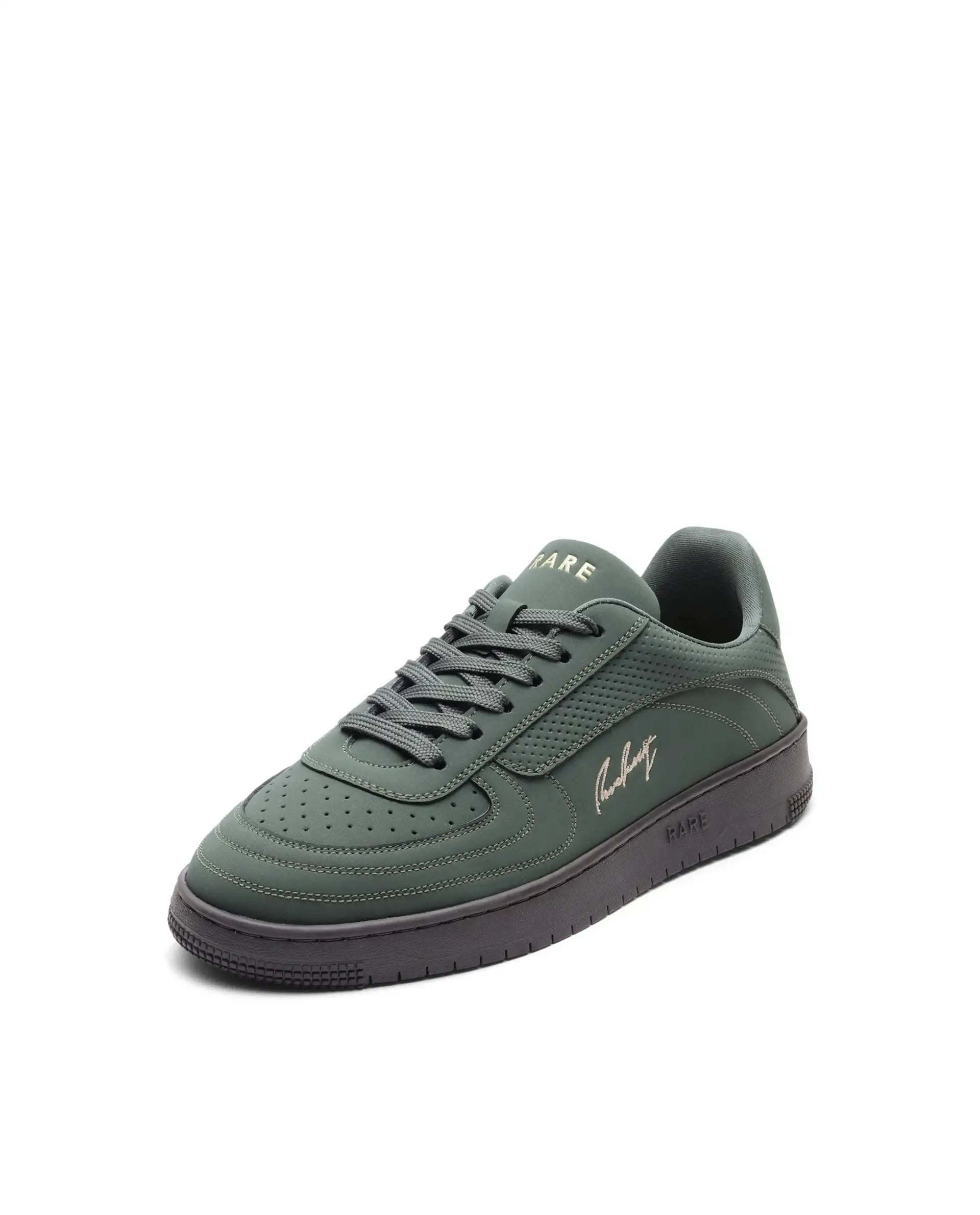 Rare Rabbit Men's Agno Olive Micro Leather Sneaker
