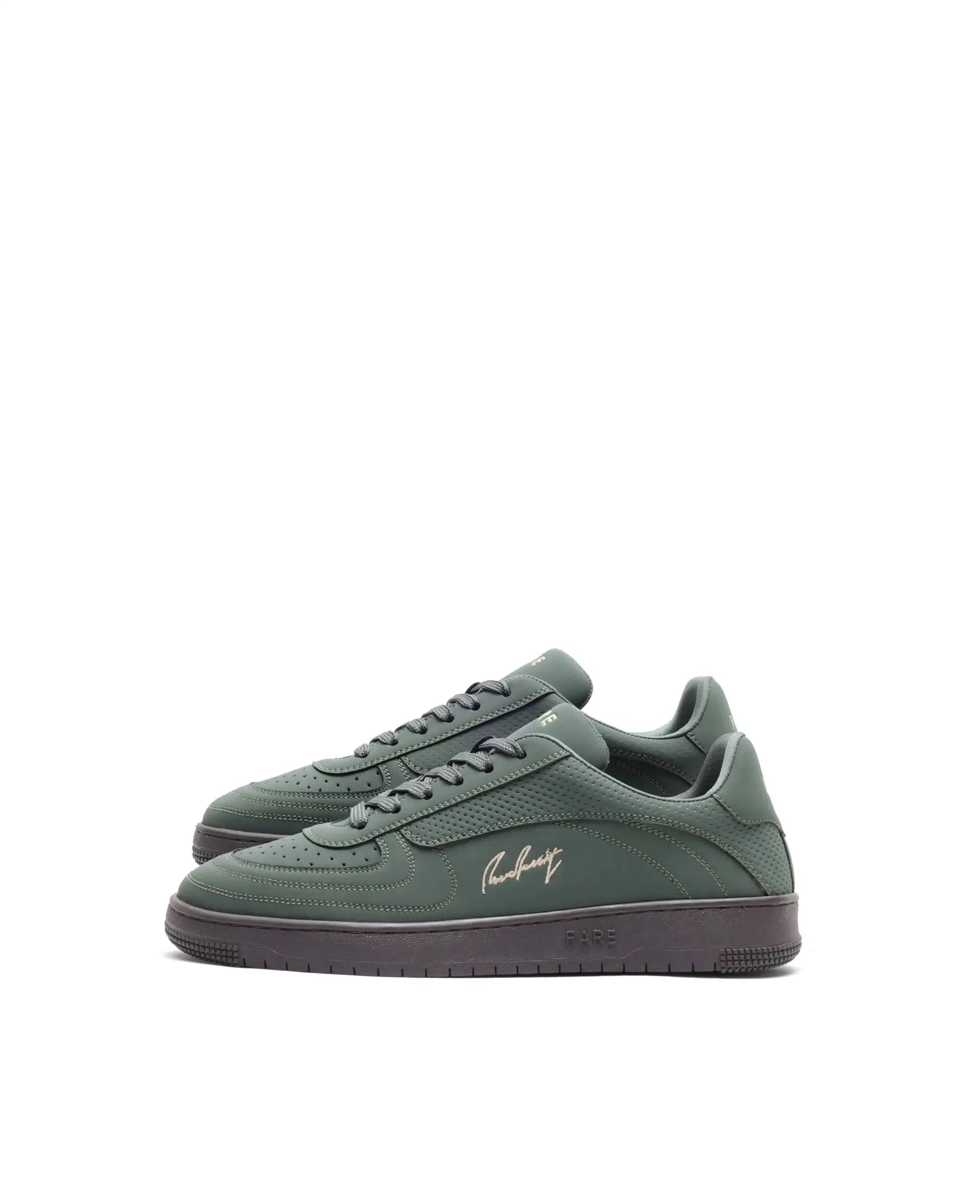Rare Rabbit Men's Agno Olive Micro Leather Sneaker