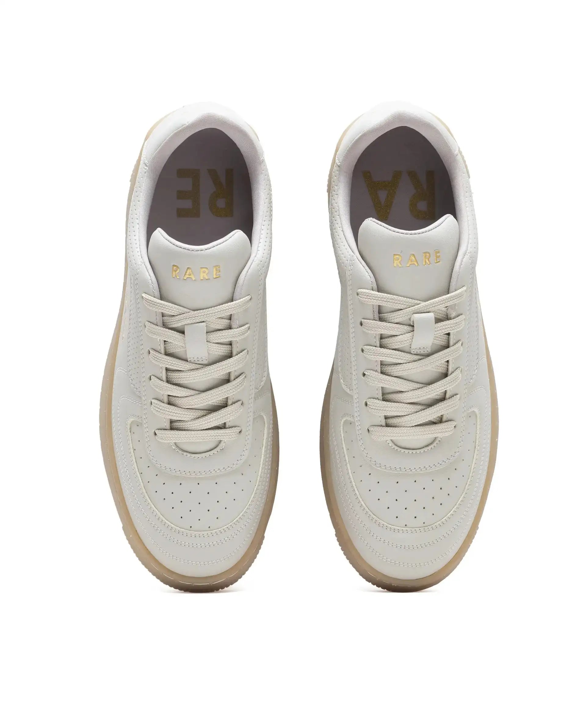 Rare Rabbit Men's Agno Taupe Micro Leather Sneaker