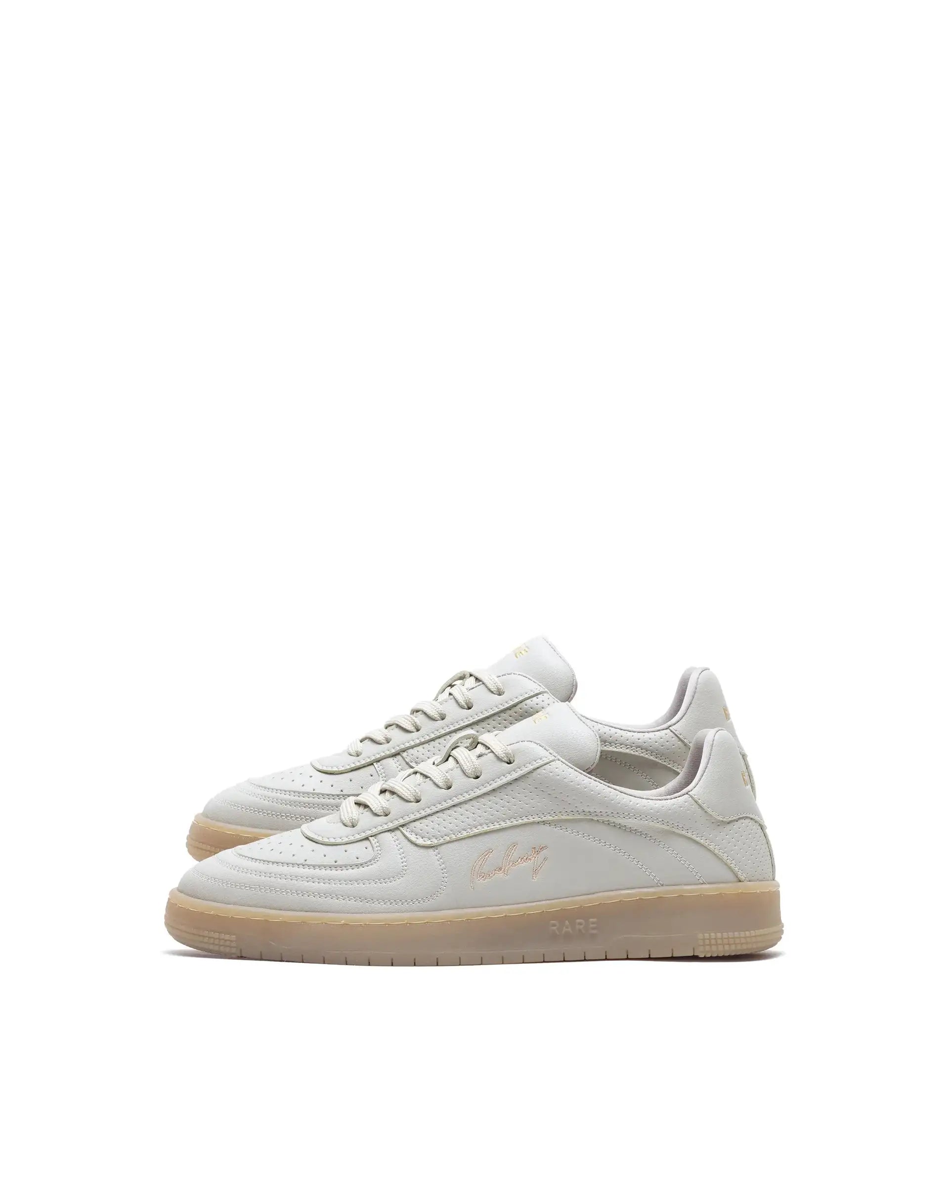 Rare Rabbit Men's Agno Taupe Micro Leather Sneaker