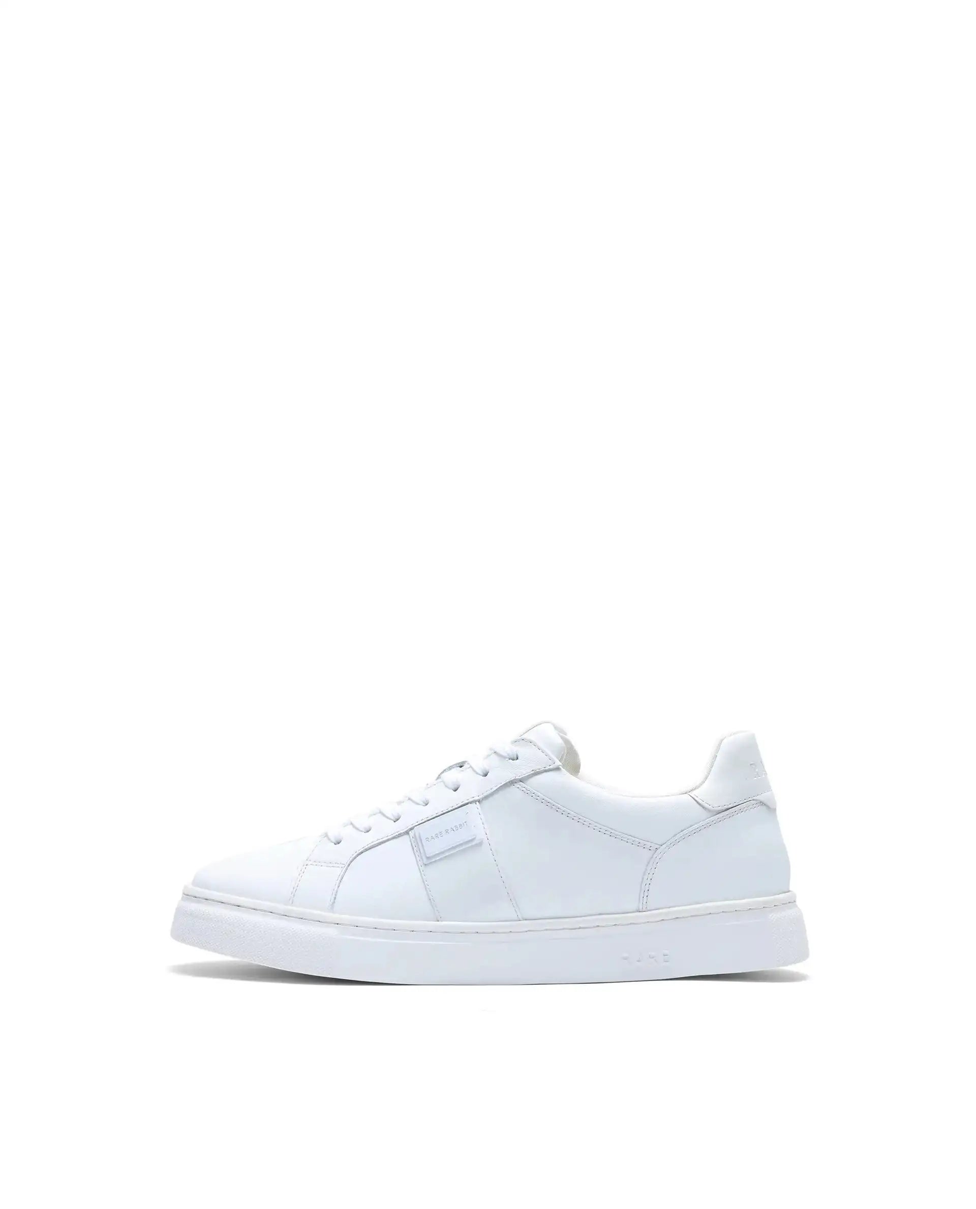 Rare Rabbit Men's Alden White Leather Fabric Sneaker