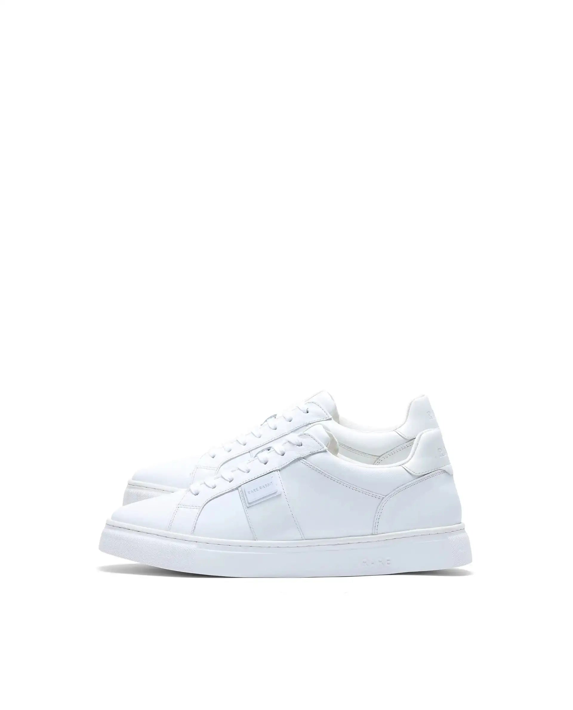 Rare Rabbit Men's Alden White Leather Fabric Sneaker