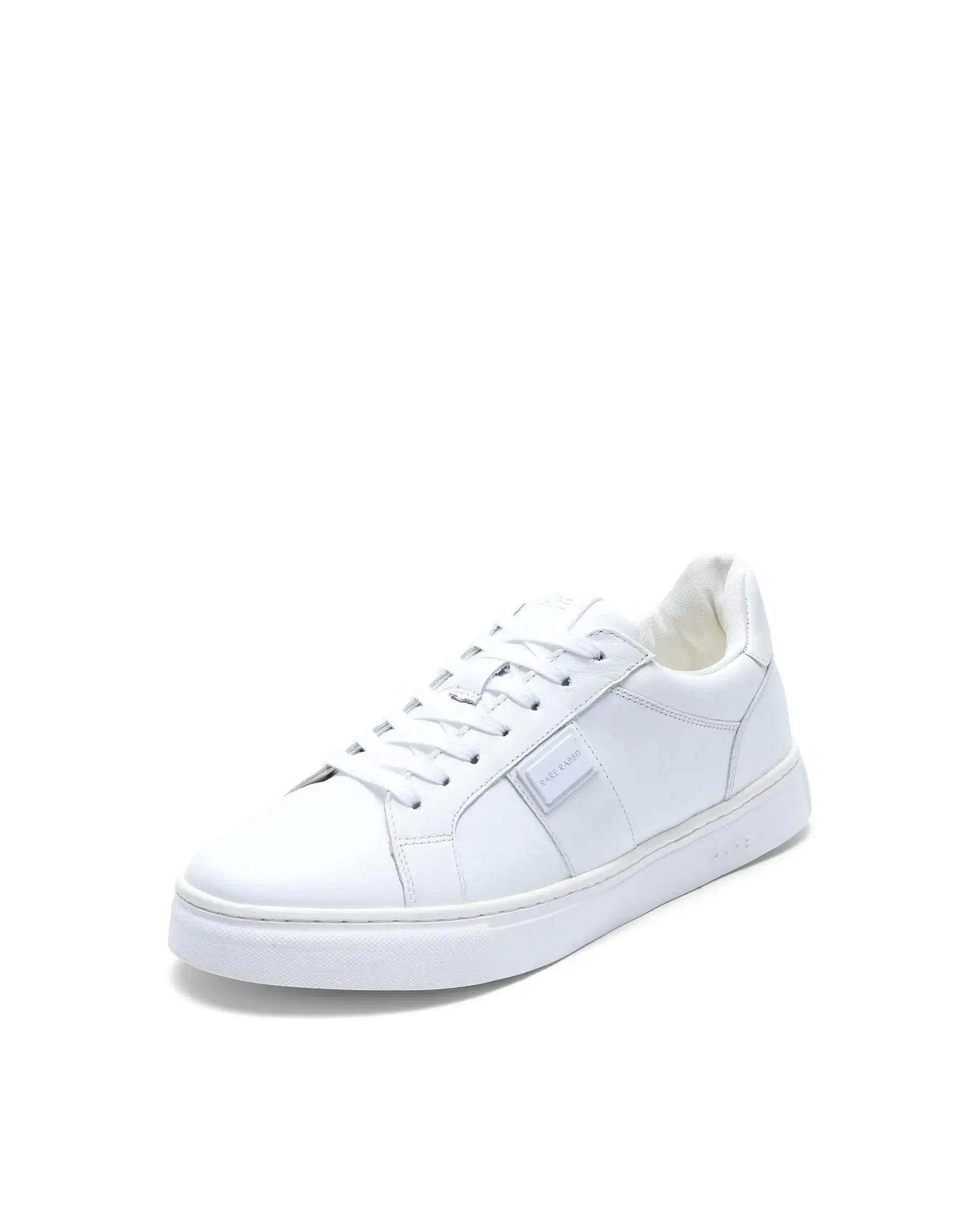 Rare Rabbit Men's Alden White Leather Fabric Sneaker