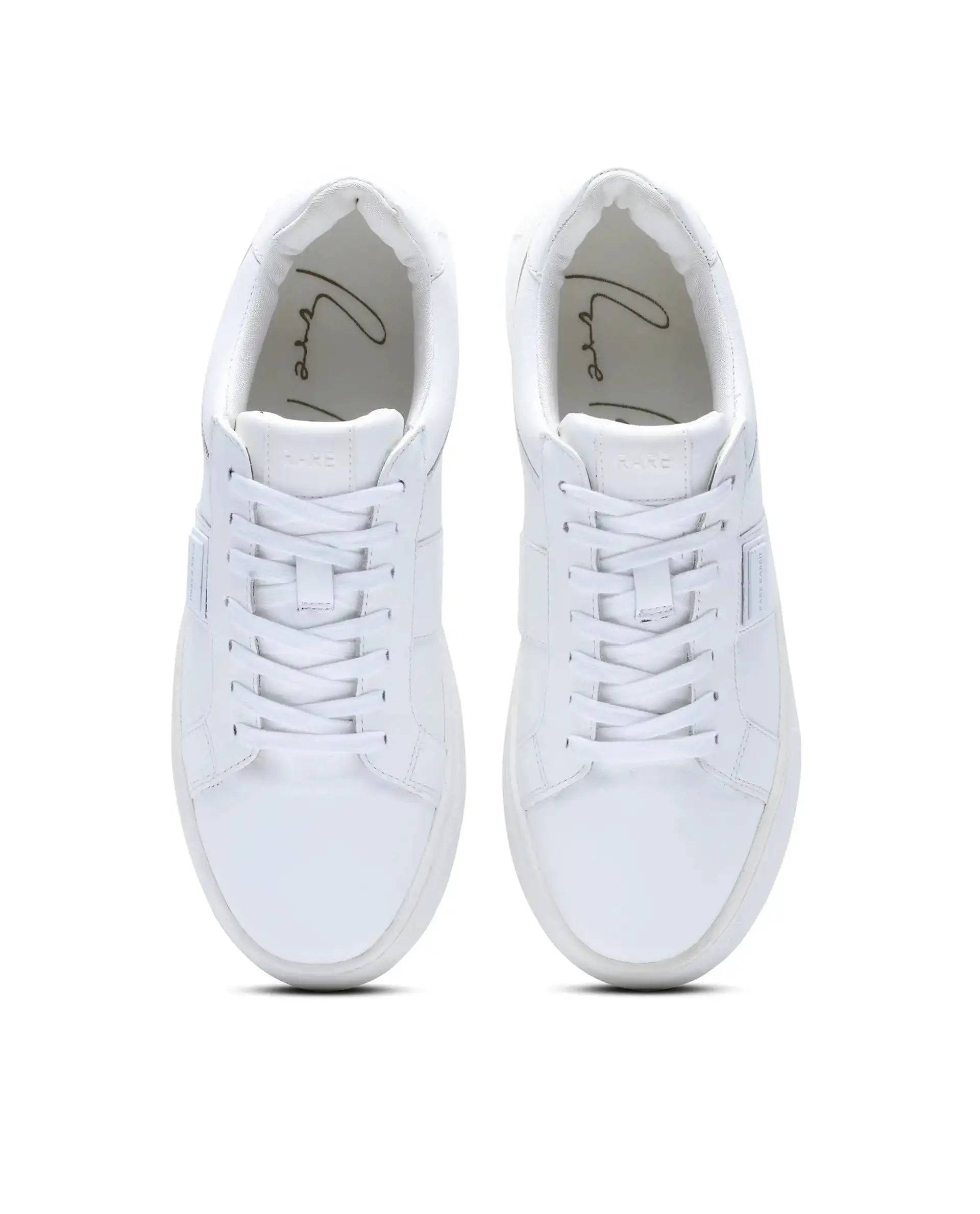 Rare Rabbit Men's Alden White Leather Fabric Sneaker