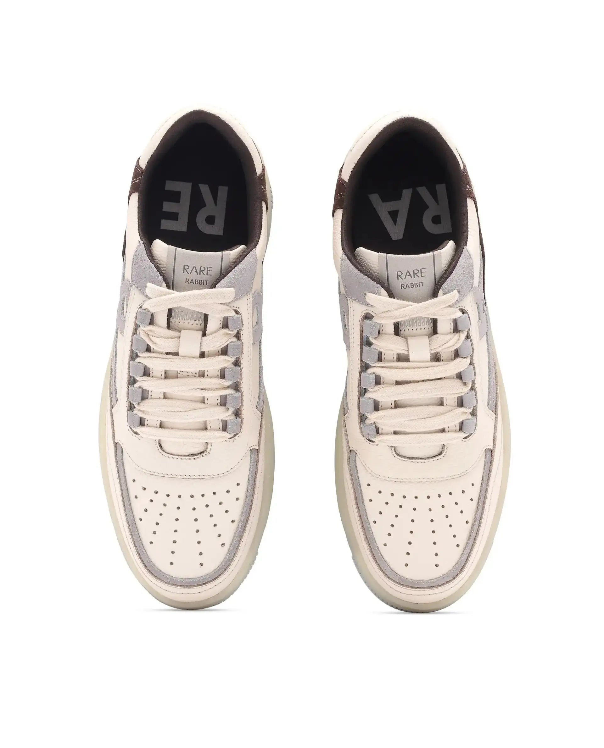 Rare Rabbit Men's Amur Off White Plain Shoes