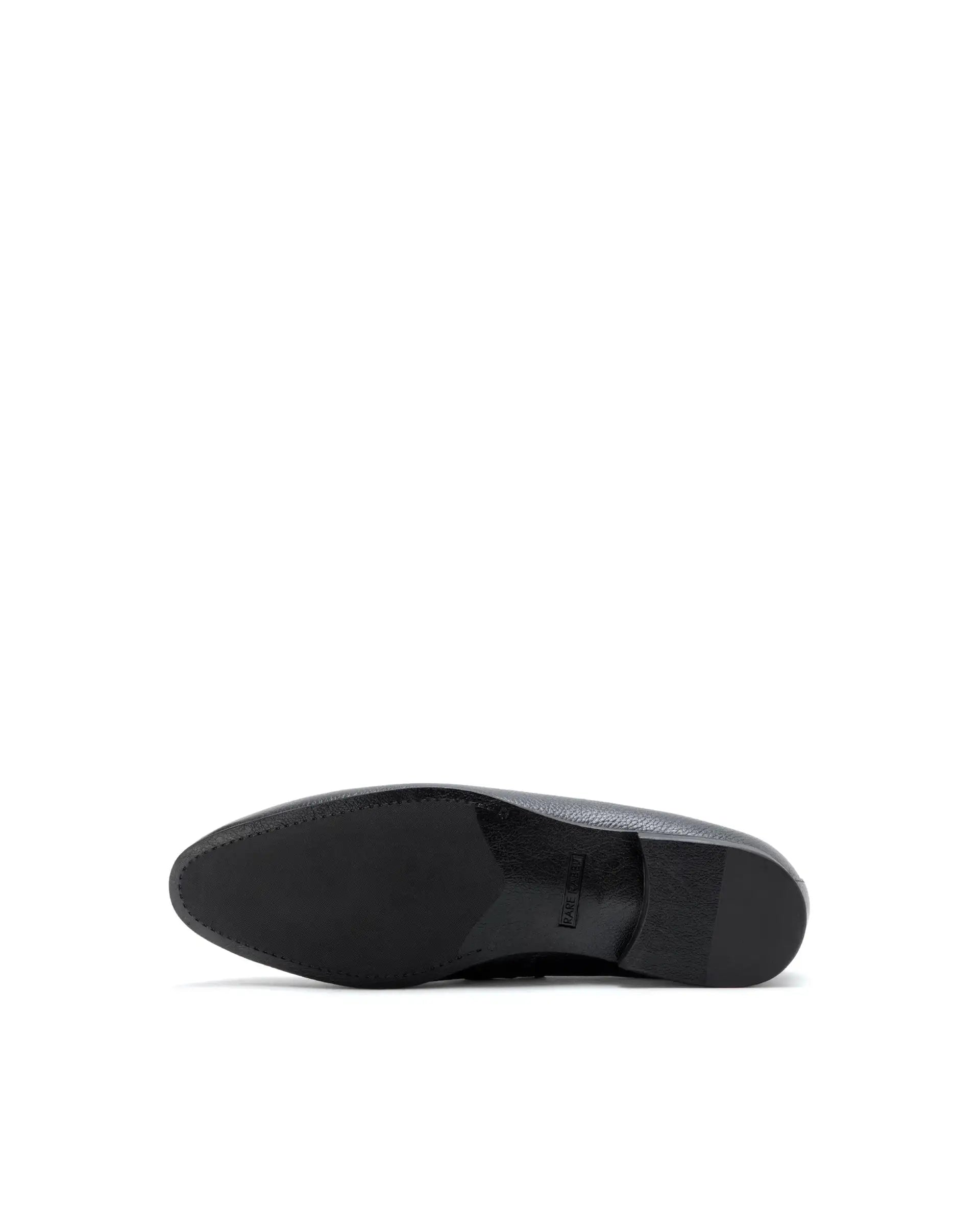 Rare Rabbit Men Ardent Black Milled Leather Penny Saddle Slip-On Loafers