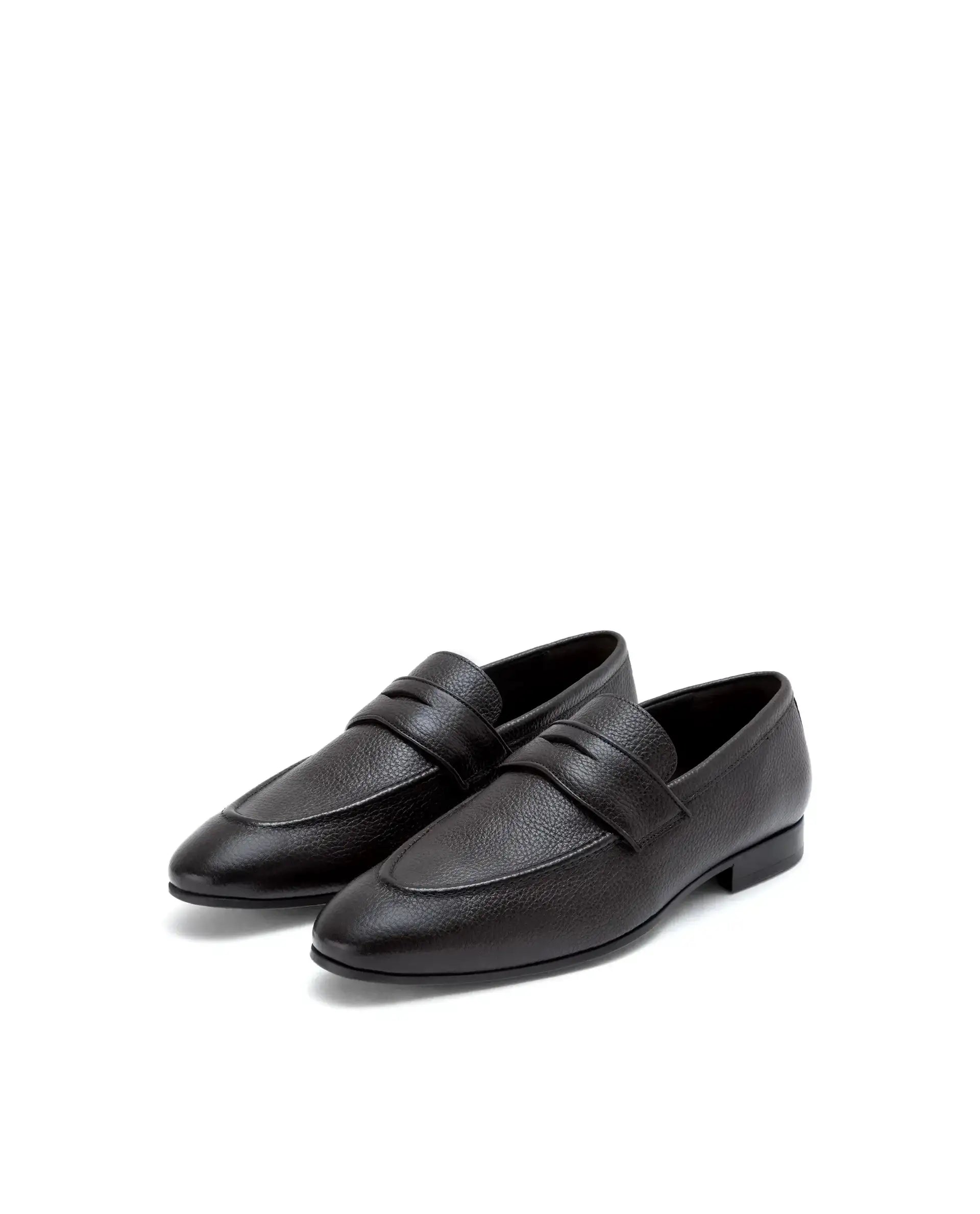 Rare Rabbit Men Ardent Brown Milled Leather Penny Saddle Slip-On Loafers
