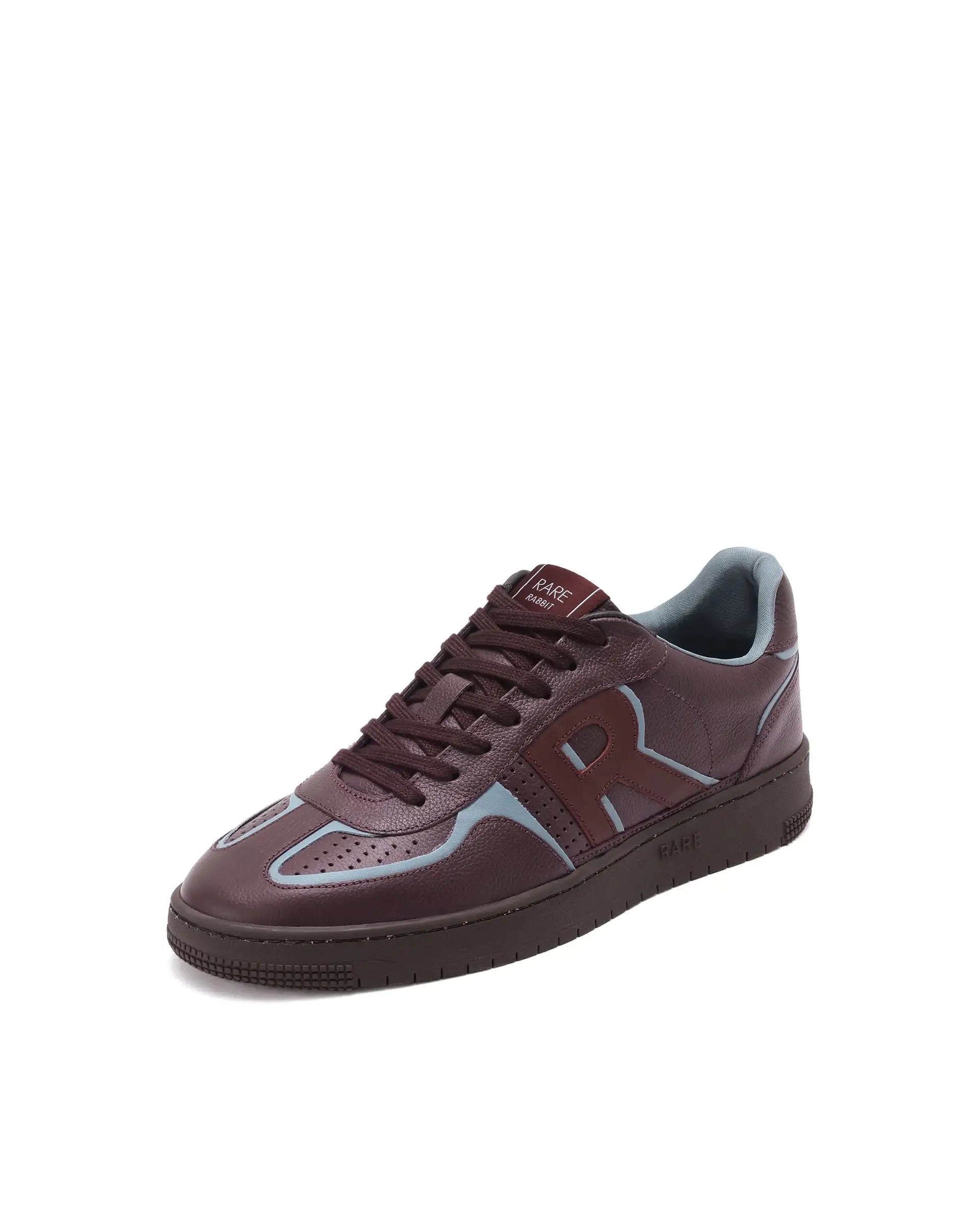 Rare Rabbit Men Ascend Burgundy Dual Tone Genuine Leather Lace-Up Low Top Sneaker Shoes