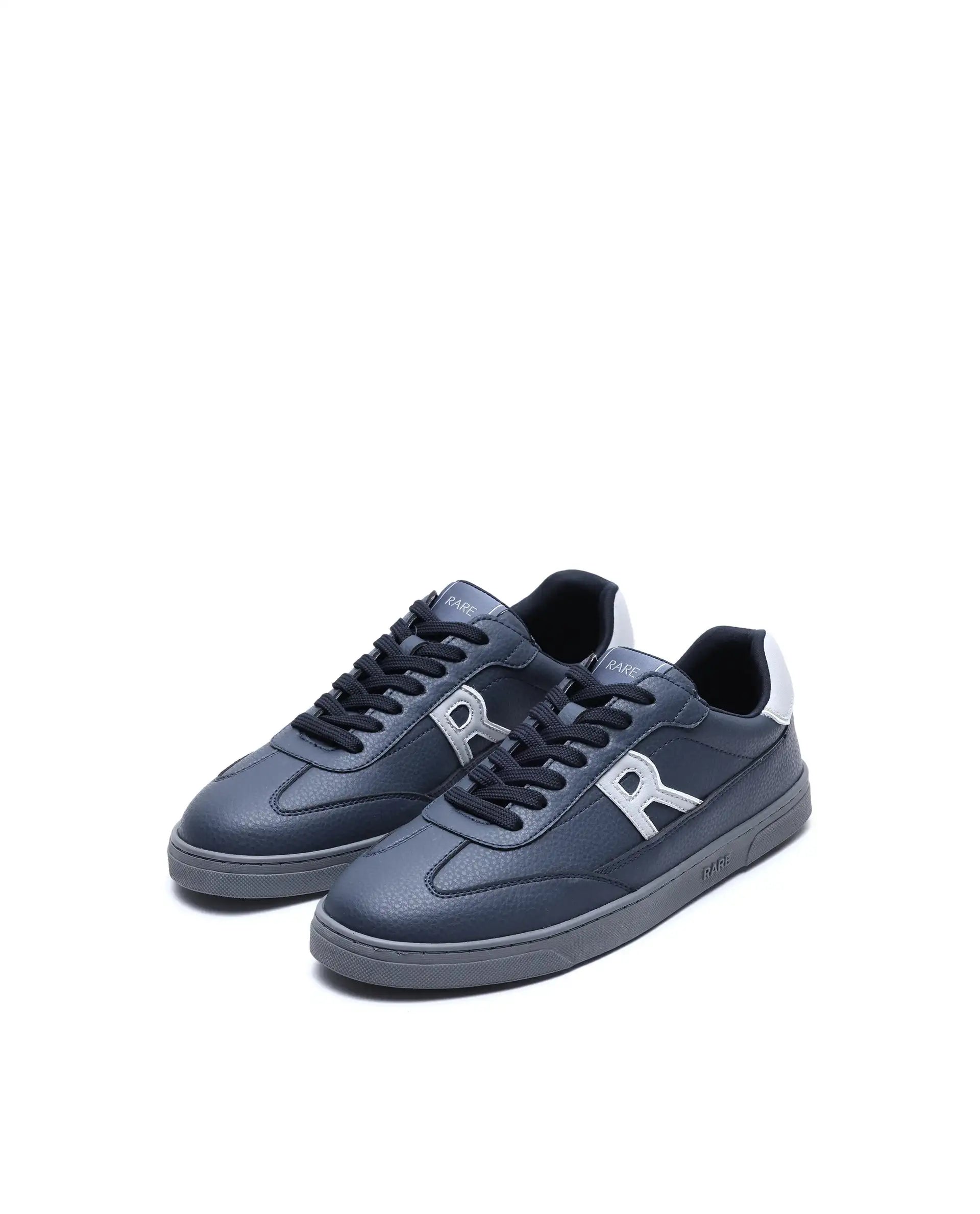 Rare Rabbit Men's Athens Dark Navy Micro Leather Sneaker