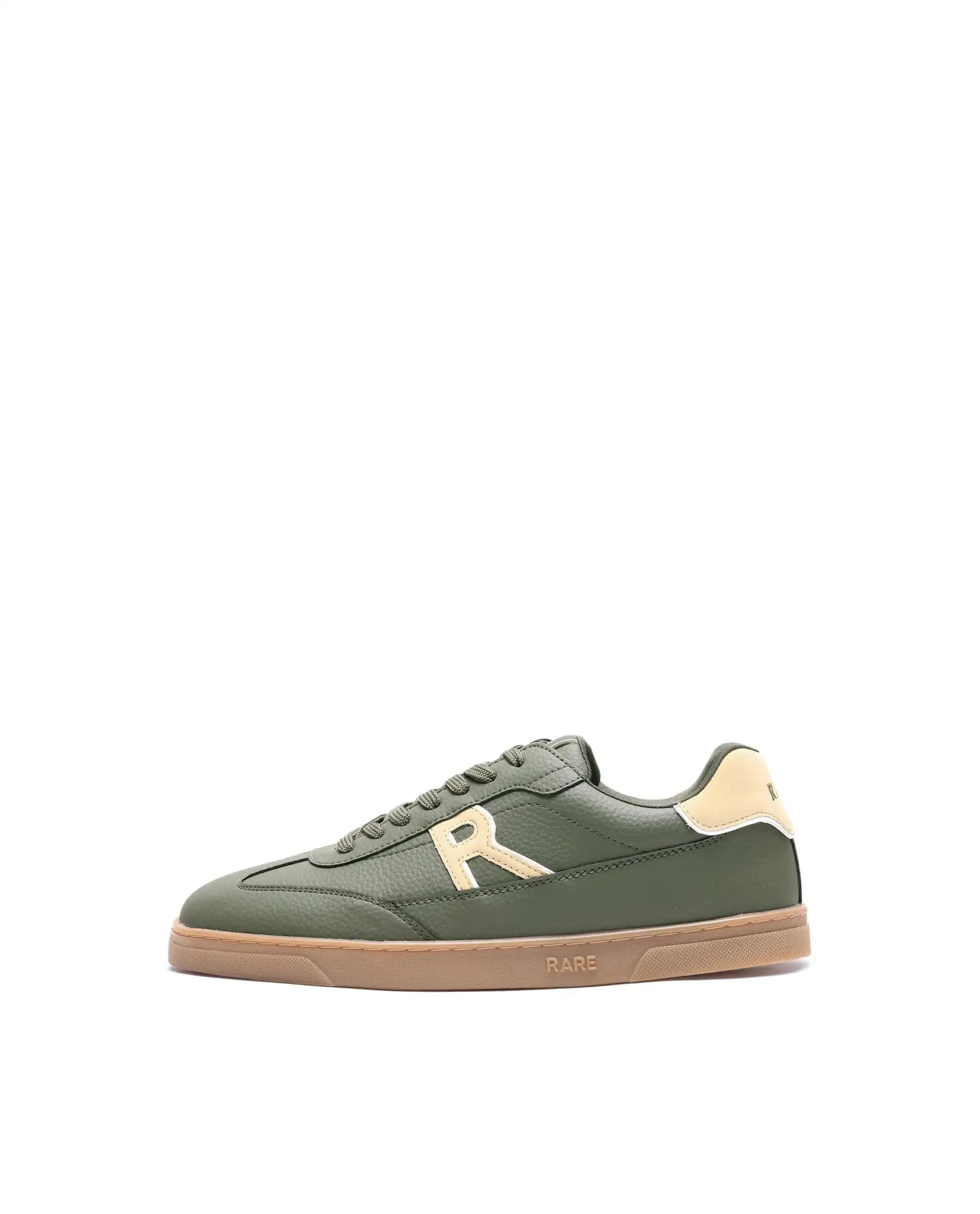 Rare Rabbit Men's Athens Dark Olive Micro Leather Sneaker
