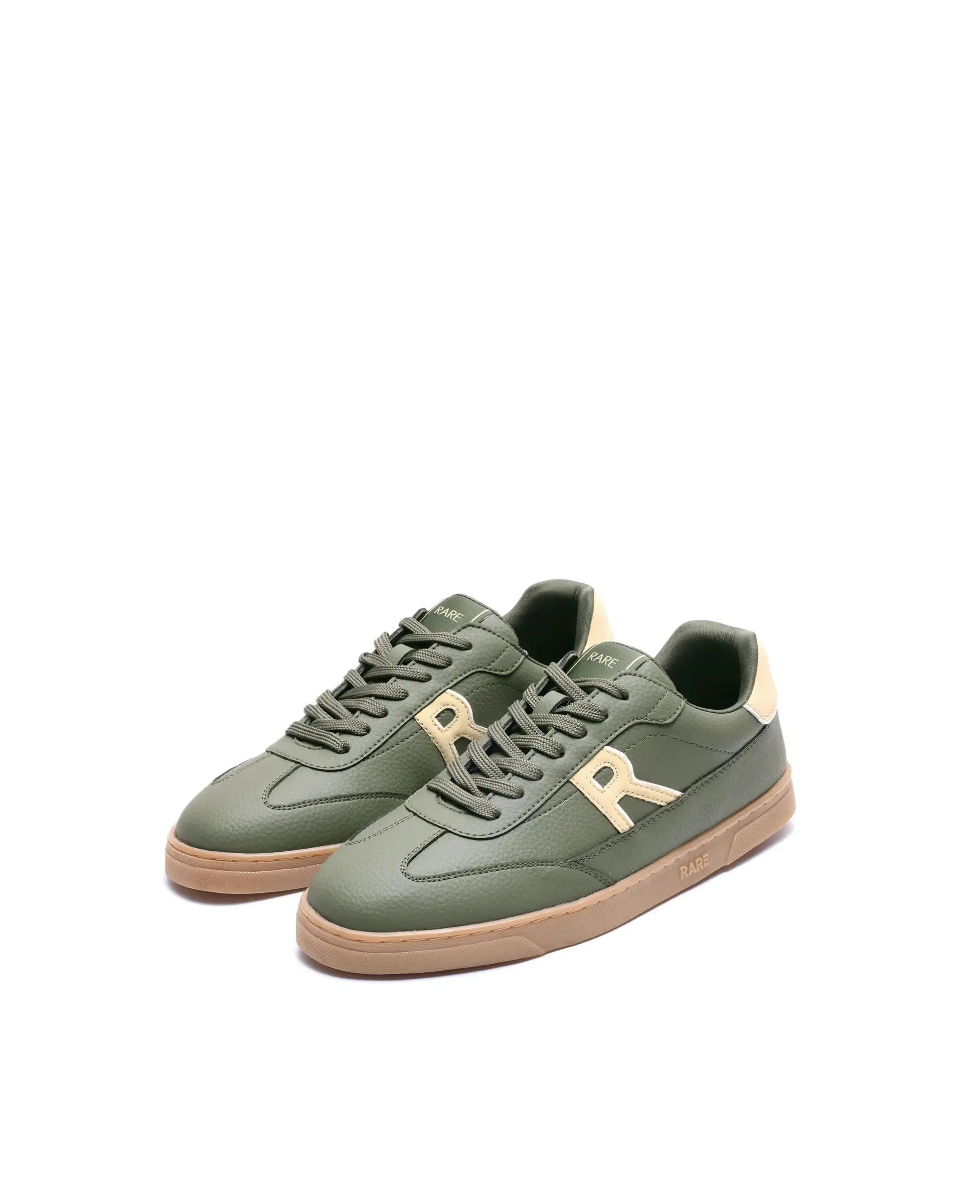 Rare Rabbit Men's Athens Dark Olive Micro Leather Sneaker