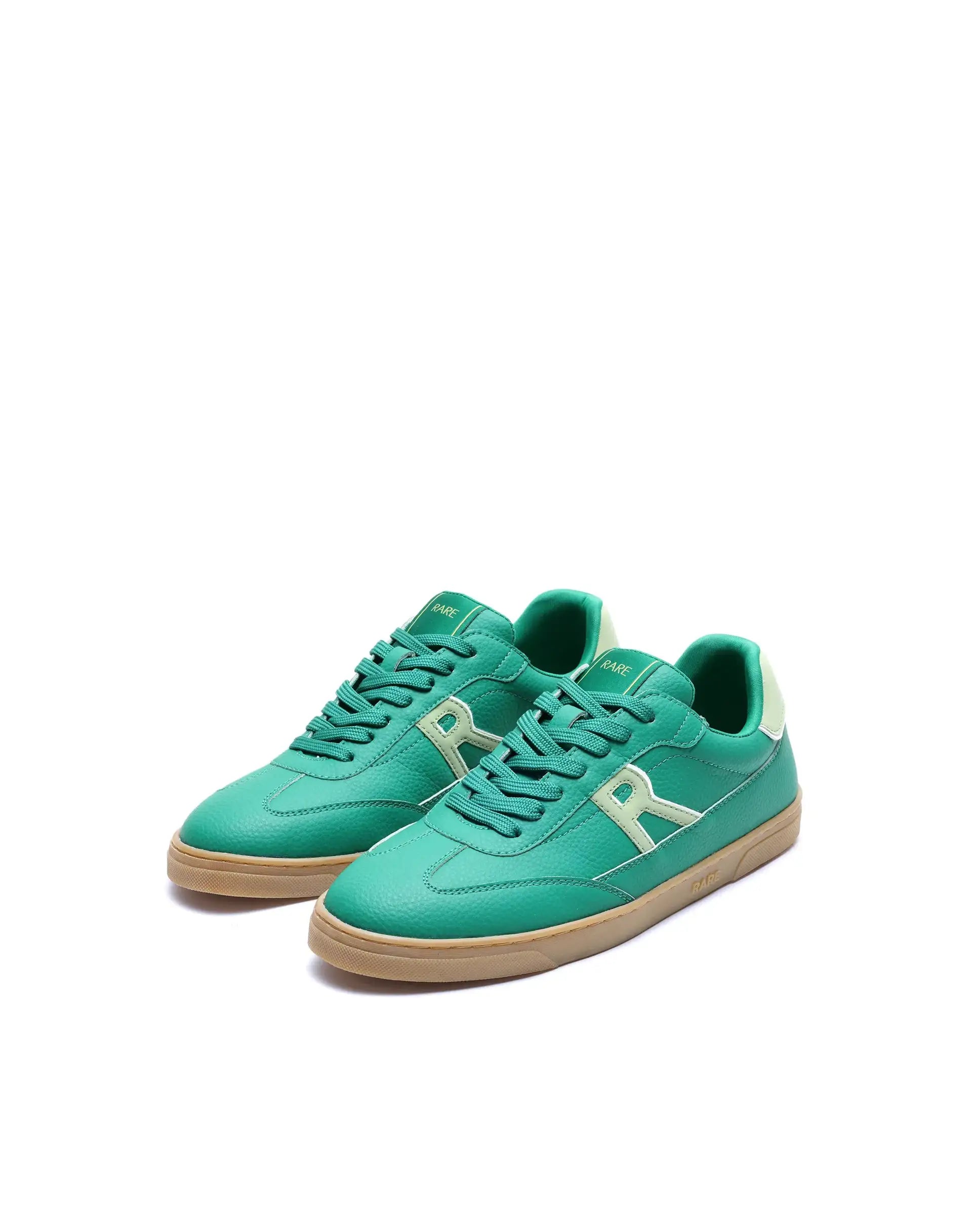 Rare Rabbit Men's Athens Green Micro Leather Sneaker