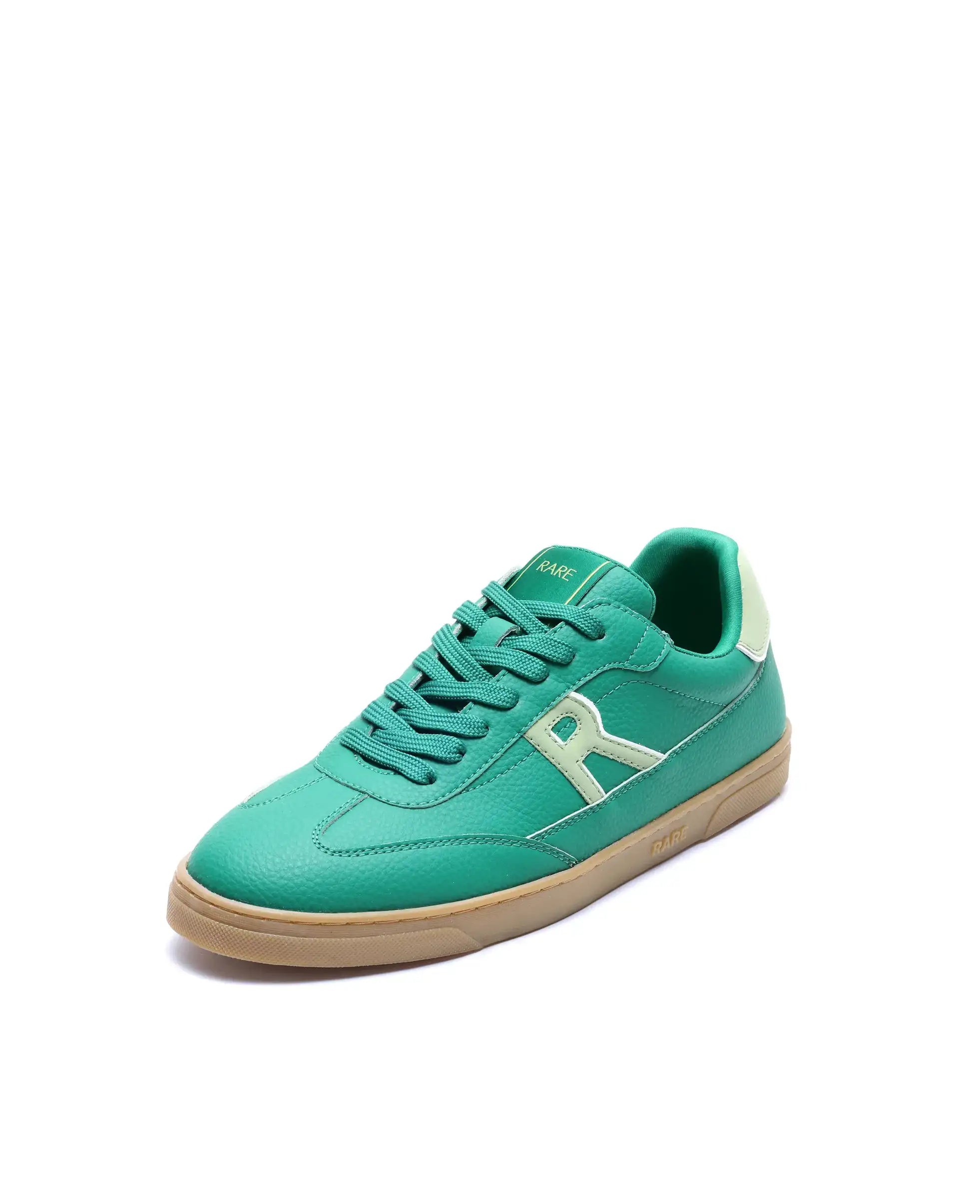 Rare Rabbit Men's Athens Green Micro Leather Sneaker