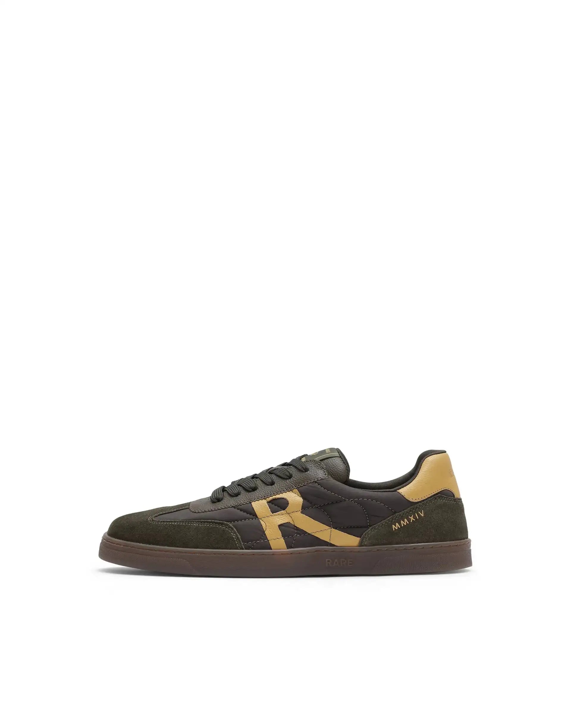 Rare Rabbit Men Atlas Olive Genuine Suede And Parachute Dual Tone Lace-Up Sneaker Shoes