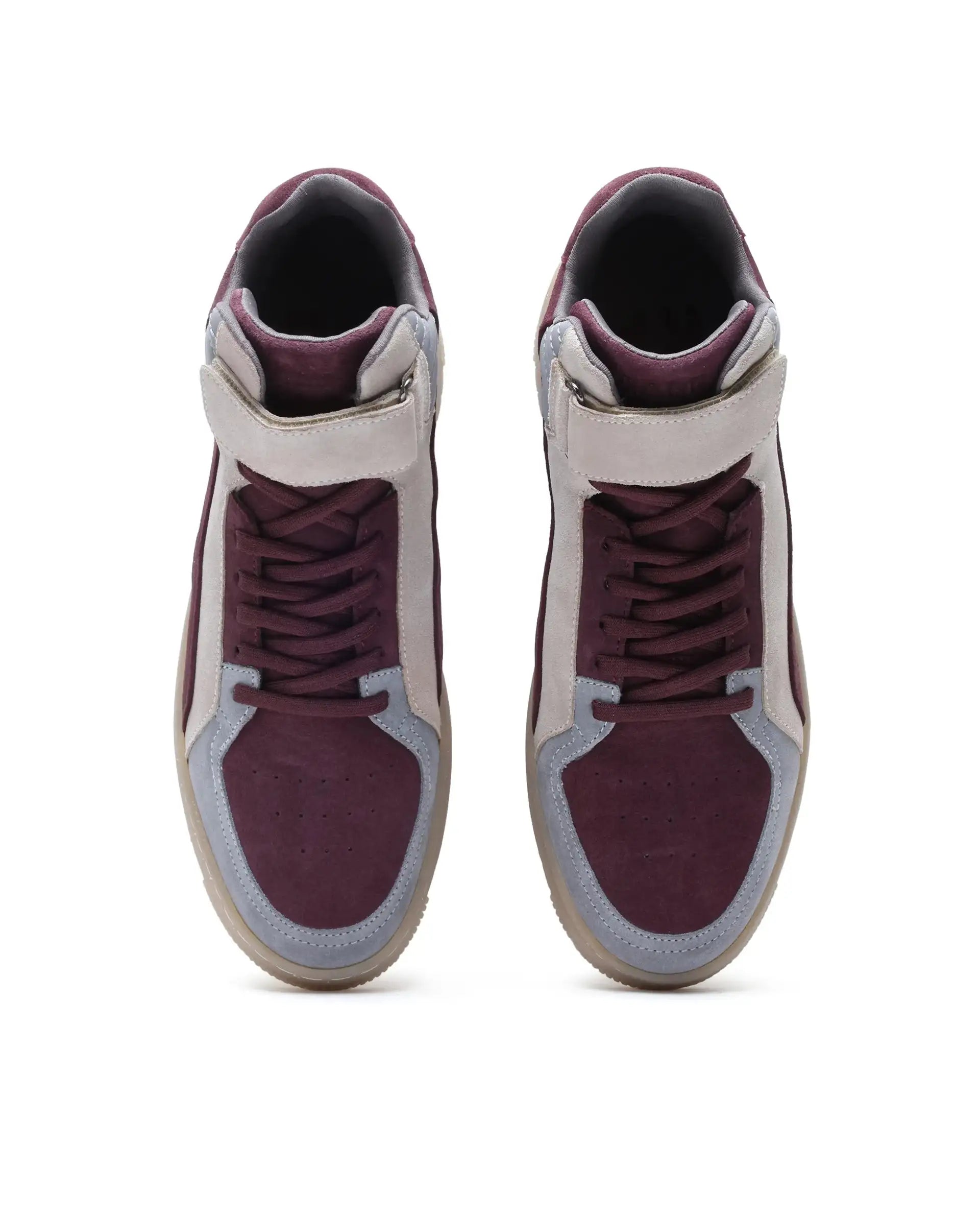 Rare Rabbit Men's Bacu Burgundy Lace-Up Suede Leather Closure Sneakers