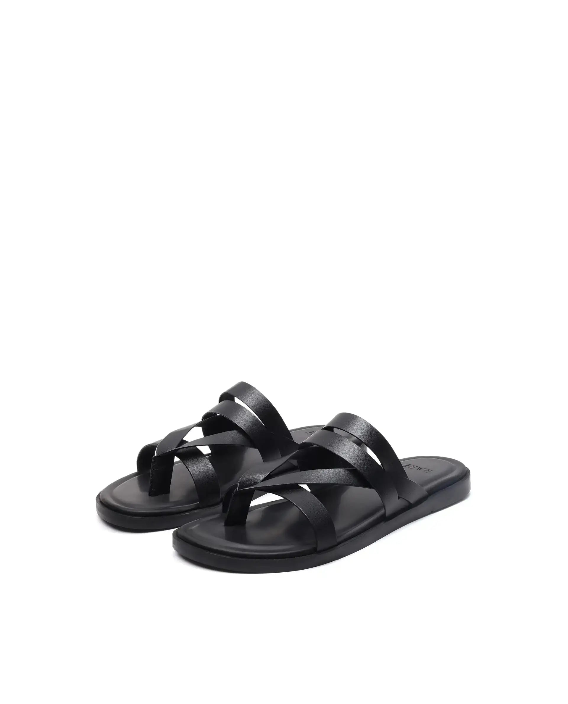 Rare Rabbit Men's Bron Black Slip-On Closure Sandals