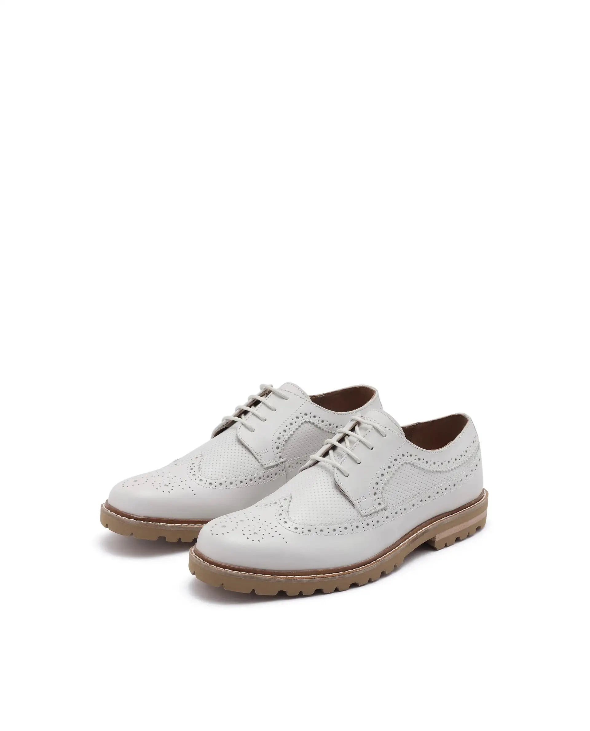 Rare Rabbit Men Brox Ivory Lace-Up Shoes