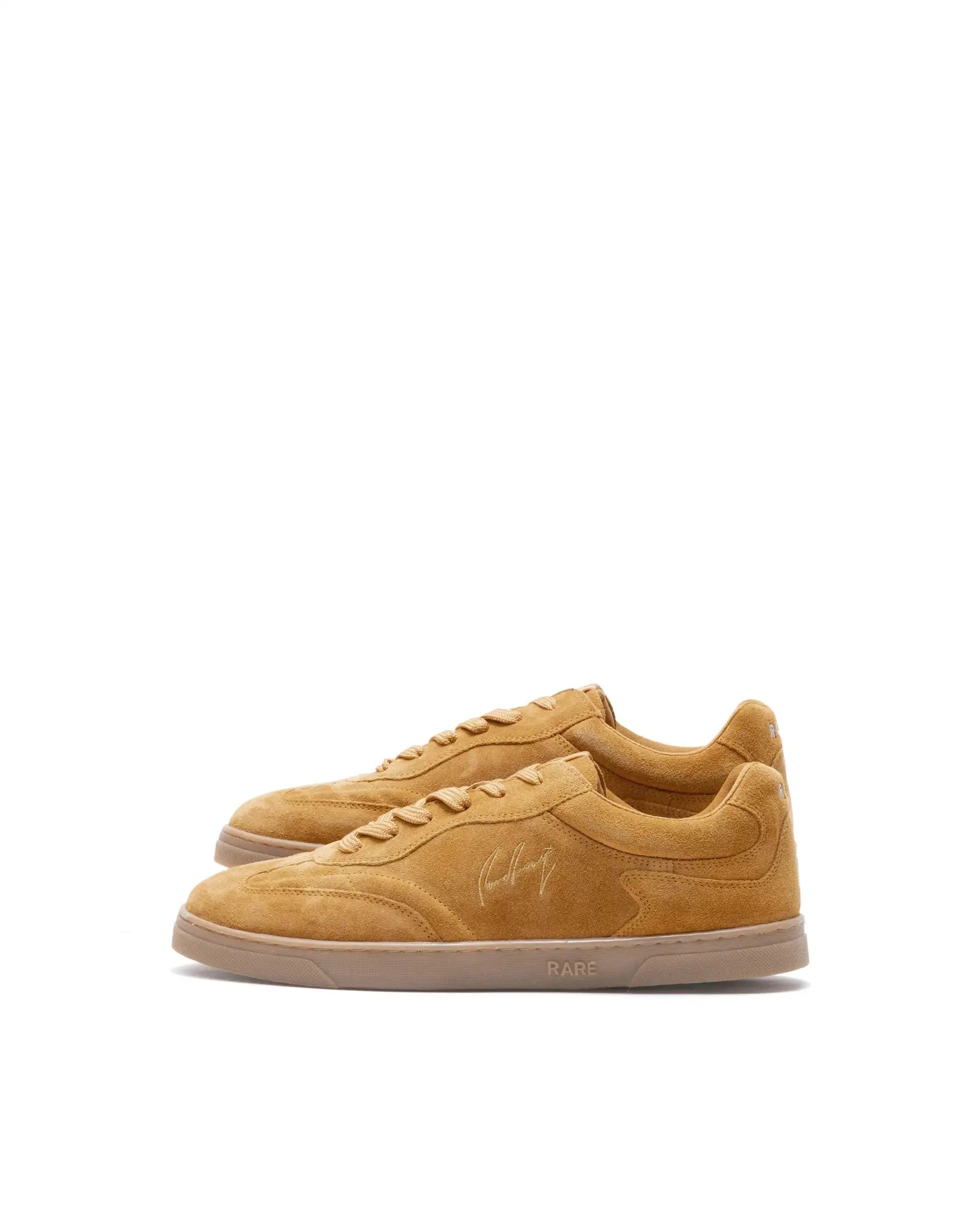 Rare Rabbit Men's Burnie Mustard Lace-Up Closure Suede Sneaker