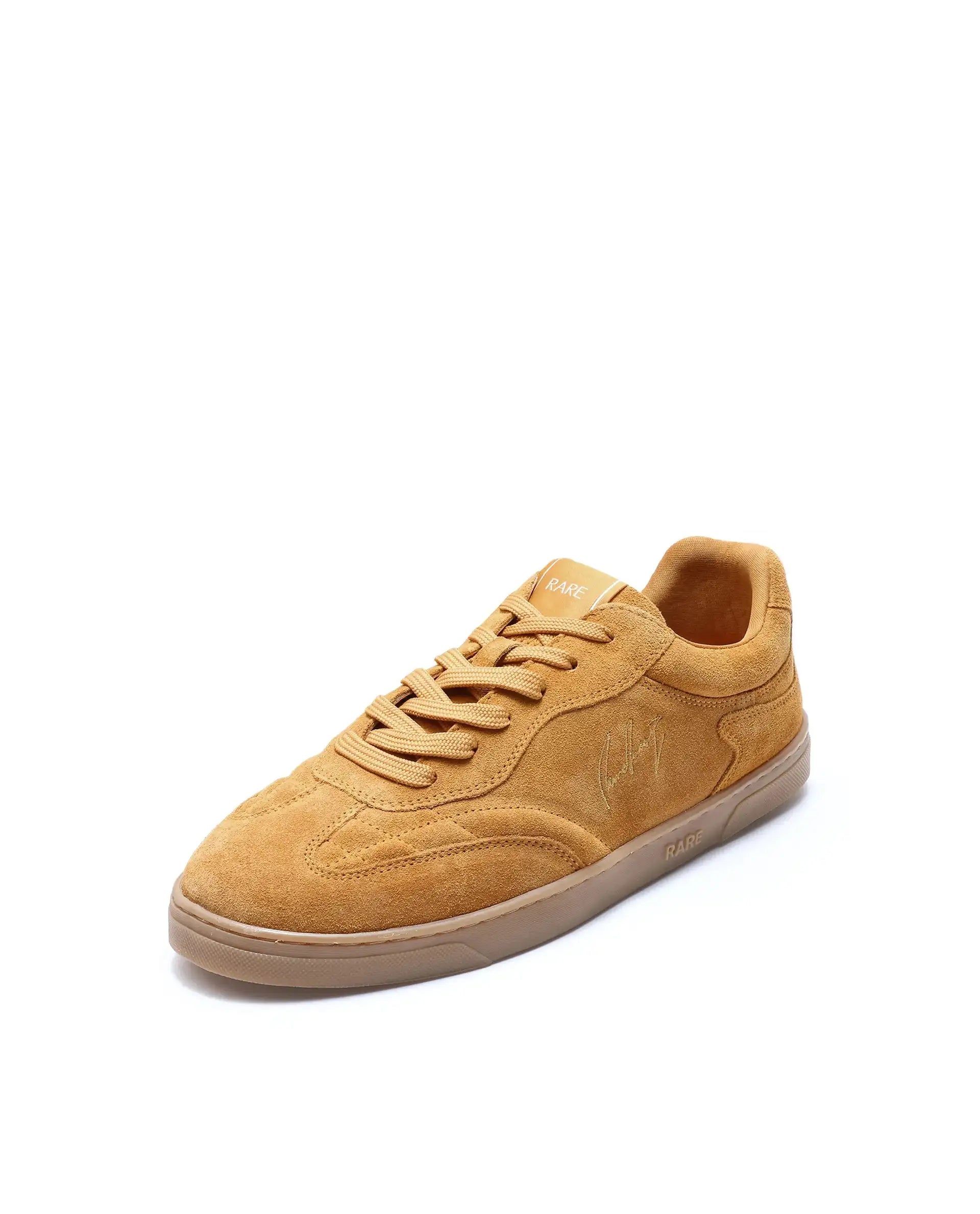 Rare Rabbit Men's Burnie Mustard Lace-Up Closure Suede Sneaker