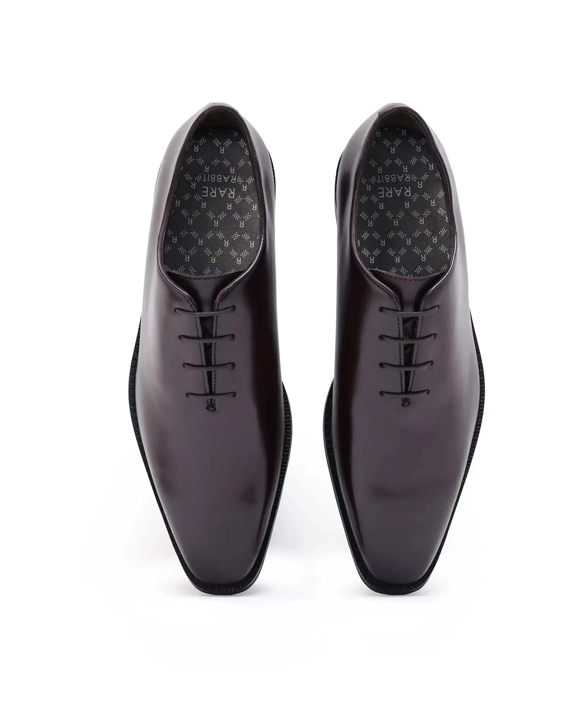 Rare Rabbit Men Corax Dark Cherry Lace-Up Single Piece Genuine Leather Shoes