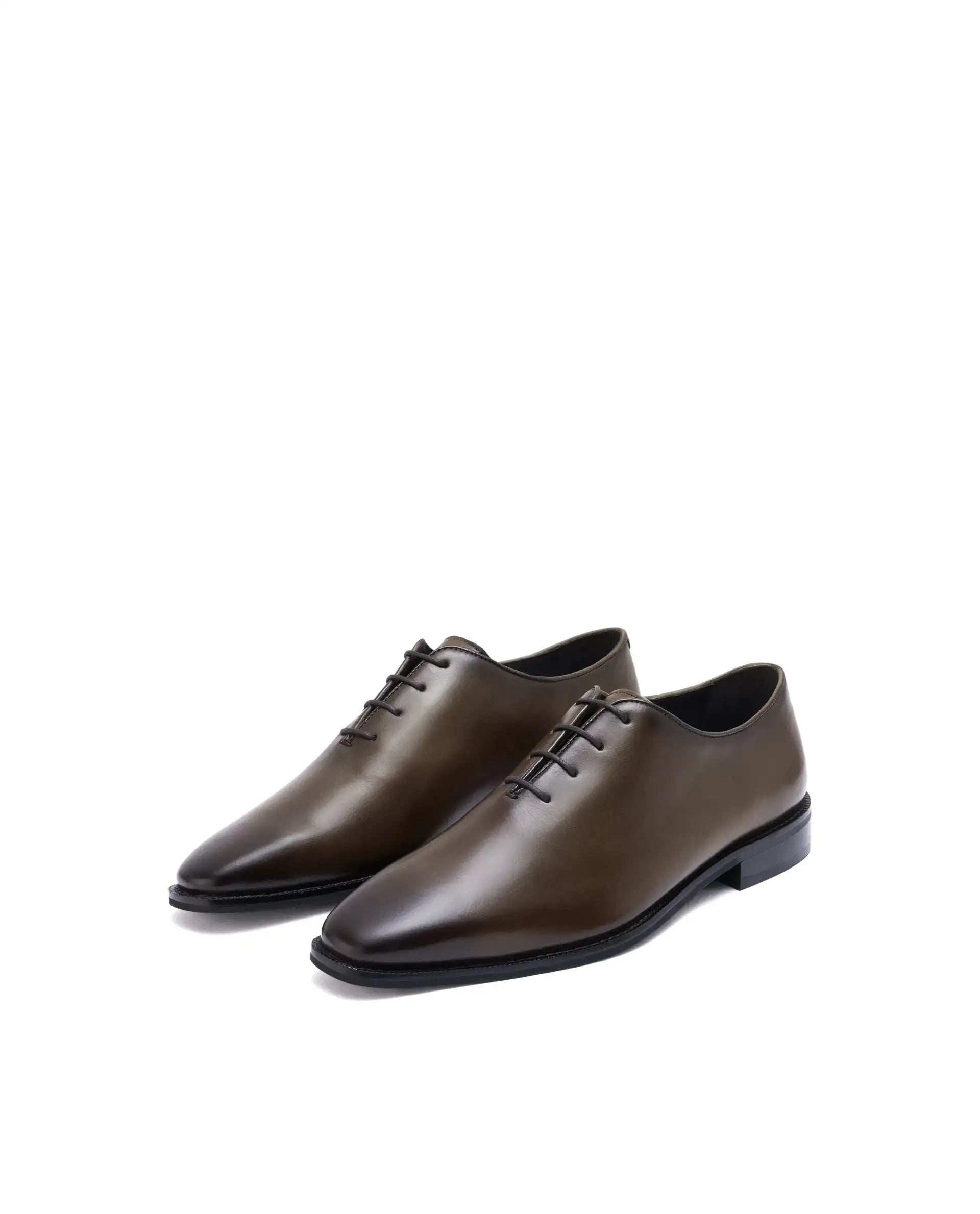 Rare Rabbit Men Corax Olive Lace-Up Single Piece Genuine Leather Shoes