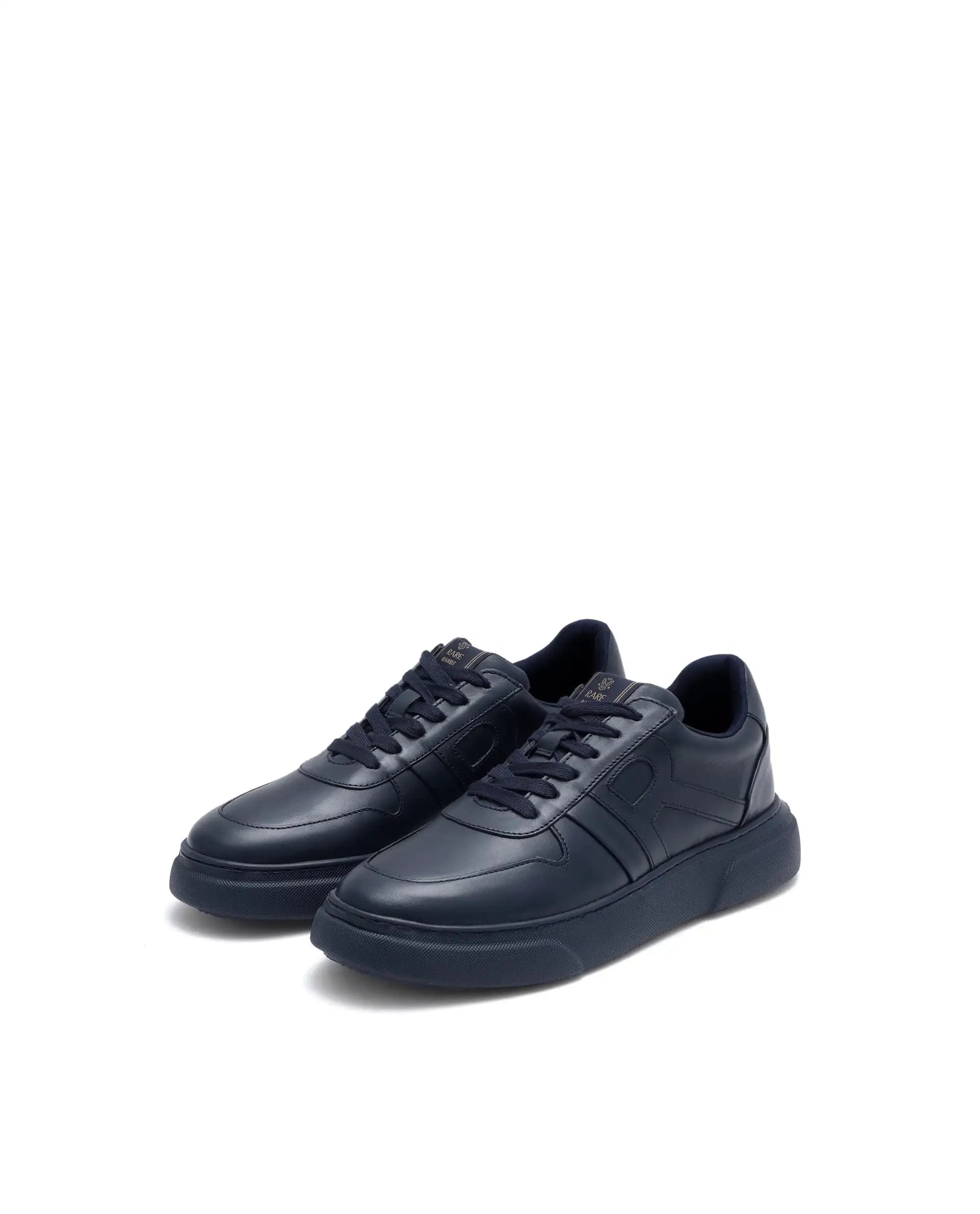 Rare Rabbit Men's Cygnus Navy Genuine Leather Monotone Low-Top Lace-Up Branded Sneaker Shoes