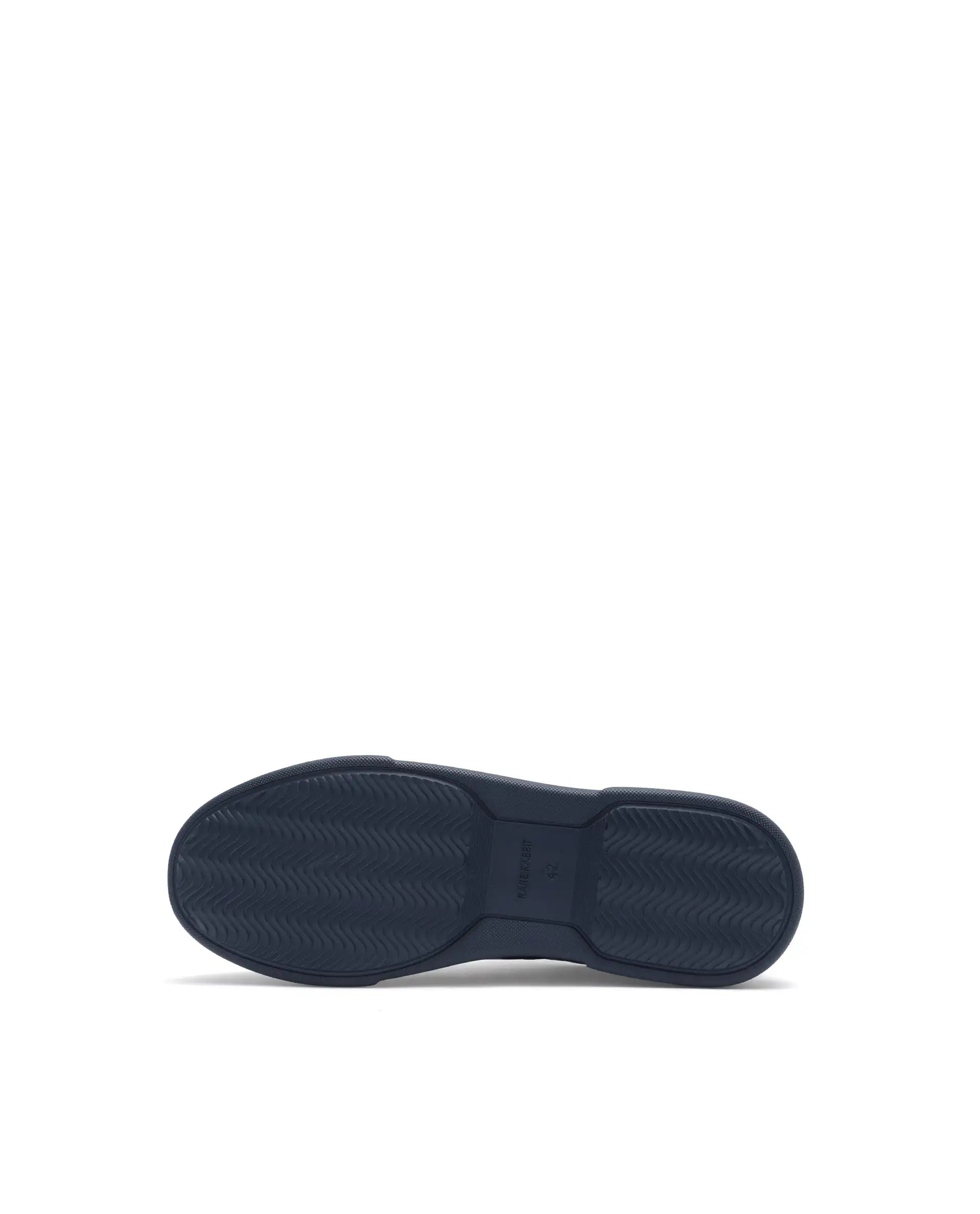 Rare Rabbit Men's Cygnus Navy Genuine Leather Monotone Low-Top Lace-Up Branded Sneaker Shoes