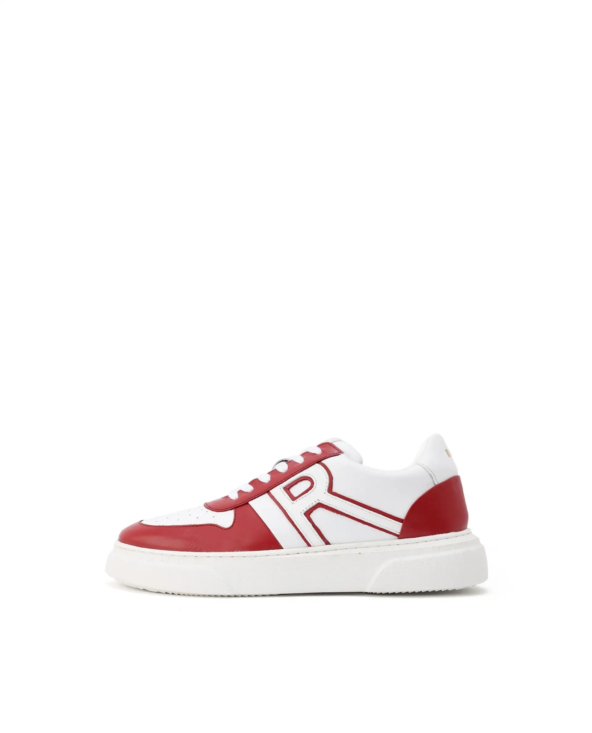 Rare Rabbit Mens Cygnus Pro Red Genuine Leather Dual Tone Low-Top Lace-Up Sneaker Shoe