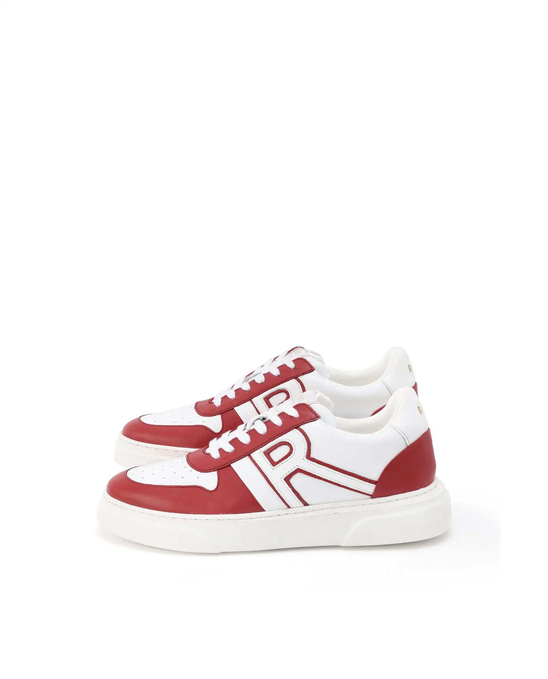 Rare Rabbit Mens Cygnus Pro Red Genuine Leather Dual Tone Low-Top Lace-Up Sneaker Shoe
