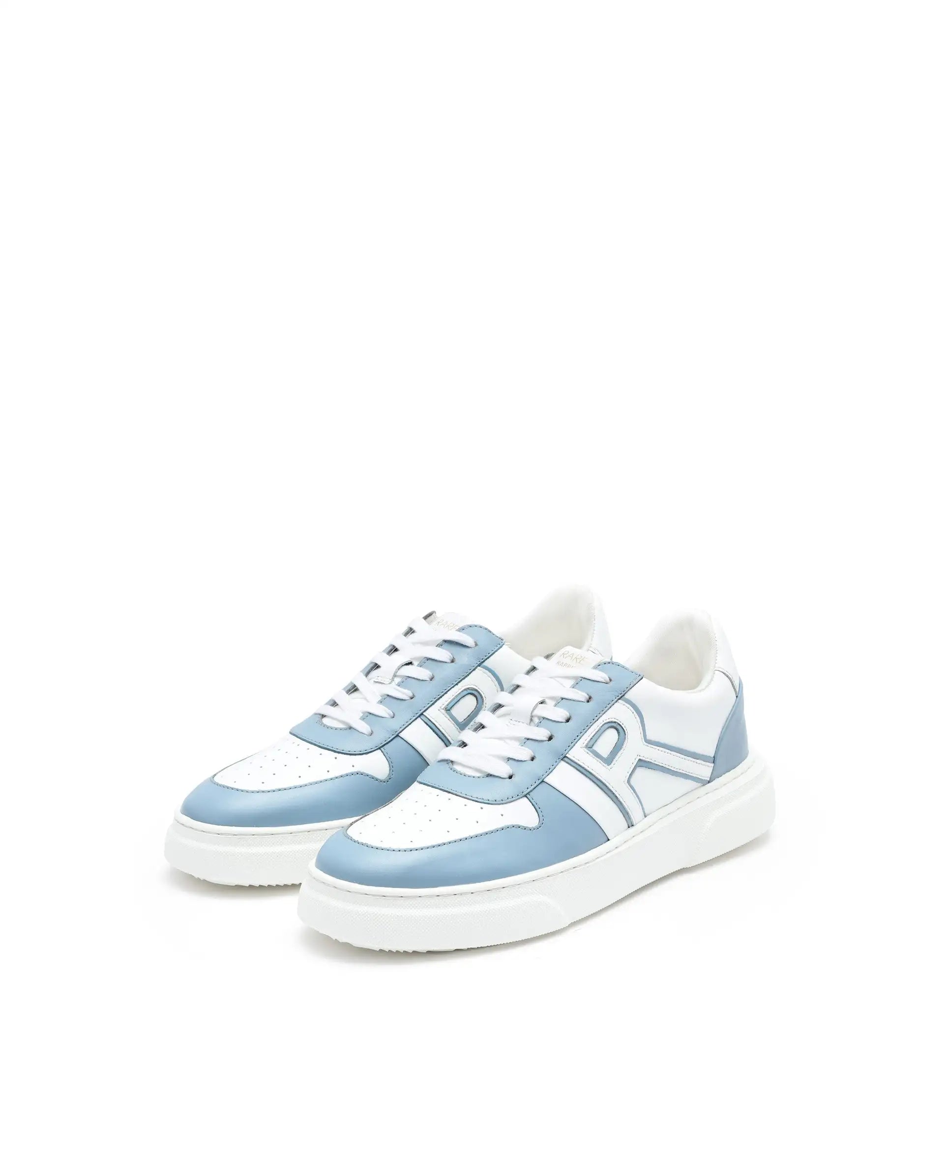 Rare Rabbit Mens Cygnus Pro White Genuine Leather Dual Tone Low-Top Lace-Up Sneaker Shoe
