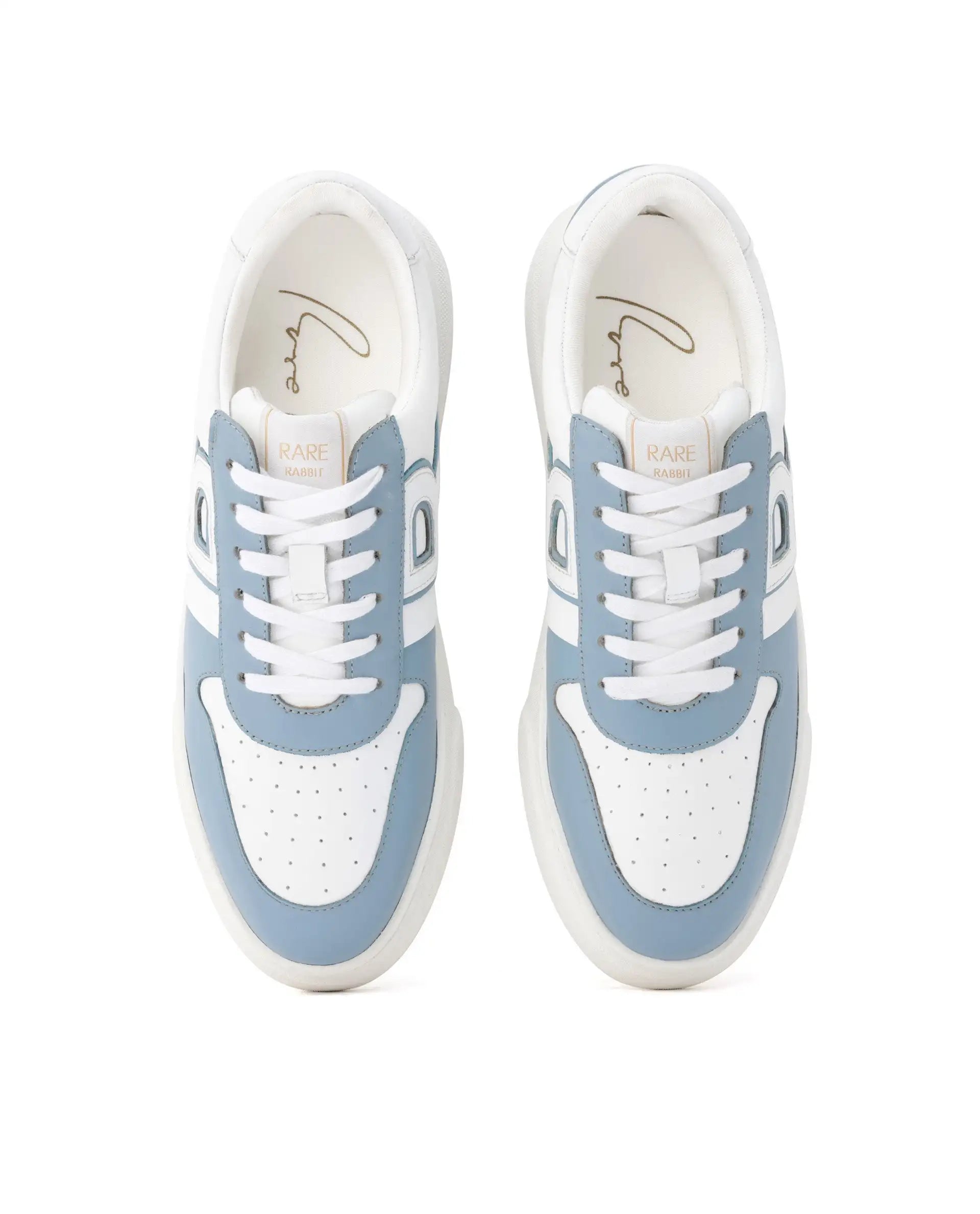Rare Rabbit Mens Cygnus Pro White Genuine Leather Dual Tone Low-Top Lace-Up Sneaker Shoe