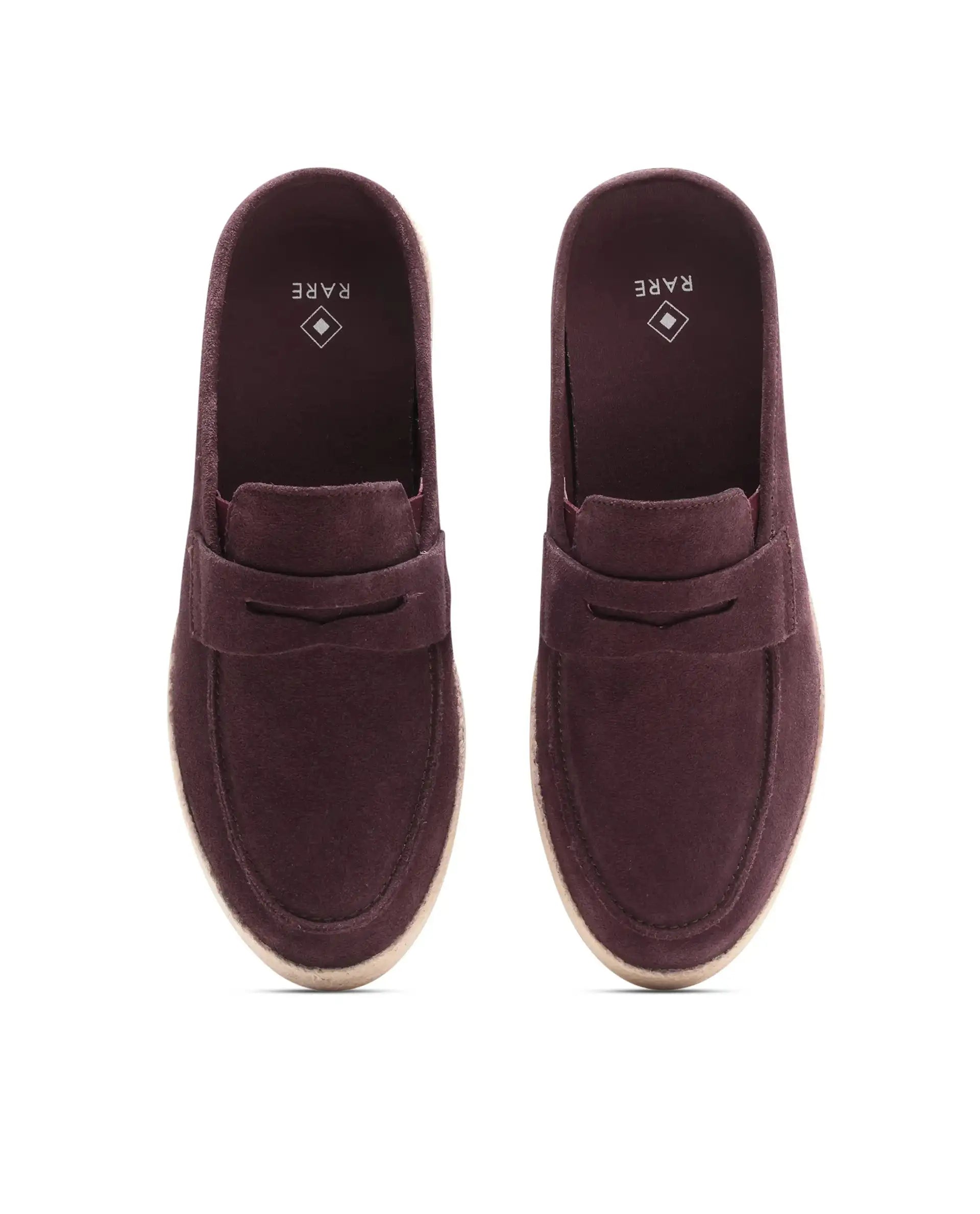 Rare Rabbit Men Diago Bordo Suede Leather Slip-On Closure Shoes