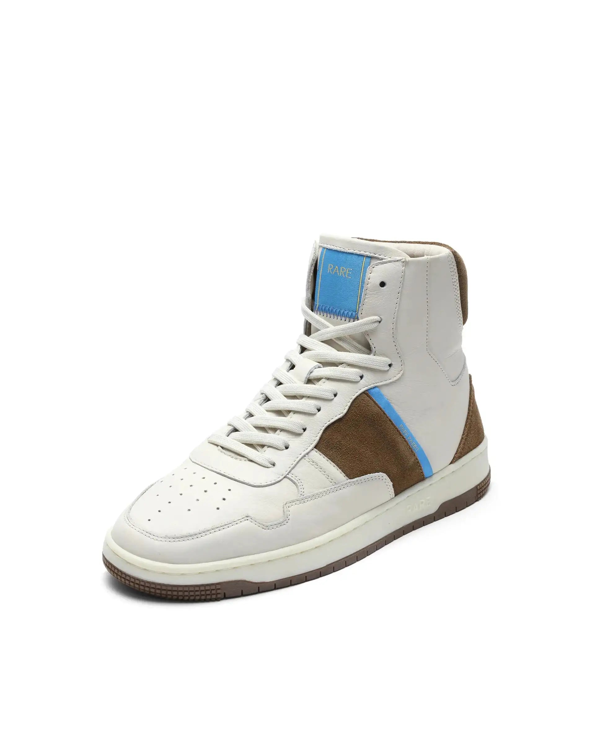 Rare Rabbit Men's Dist Beige Leather Lace-Up Closure High-Top Sneaker