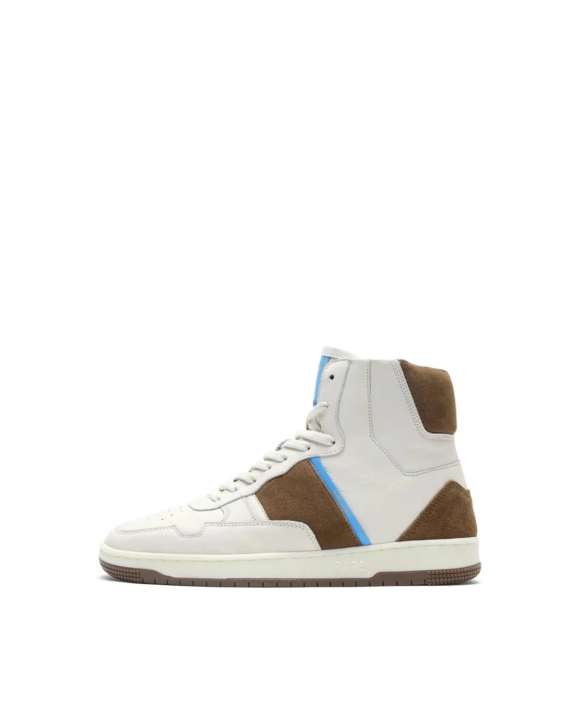 Rare Rabbit Men's Dist Beige Leather Lace-Up Closure High-Top Sneaker