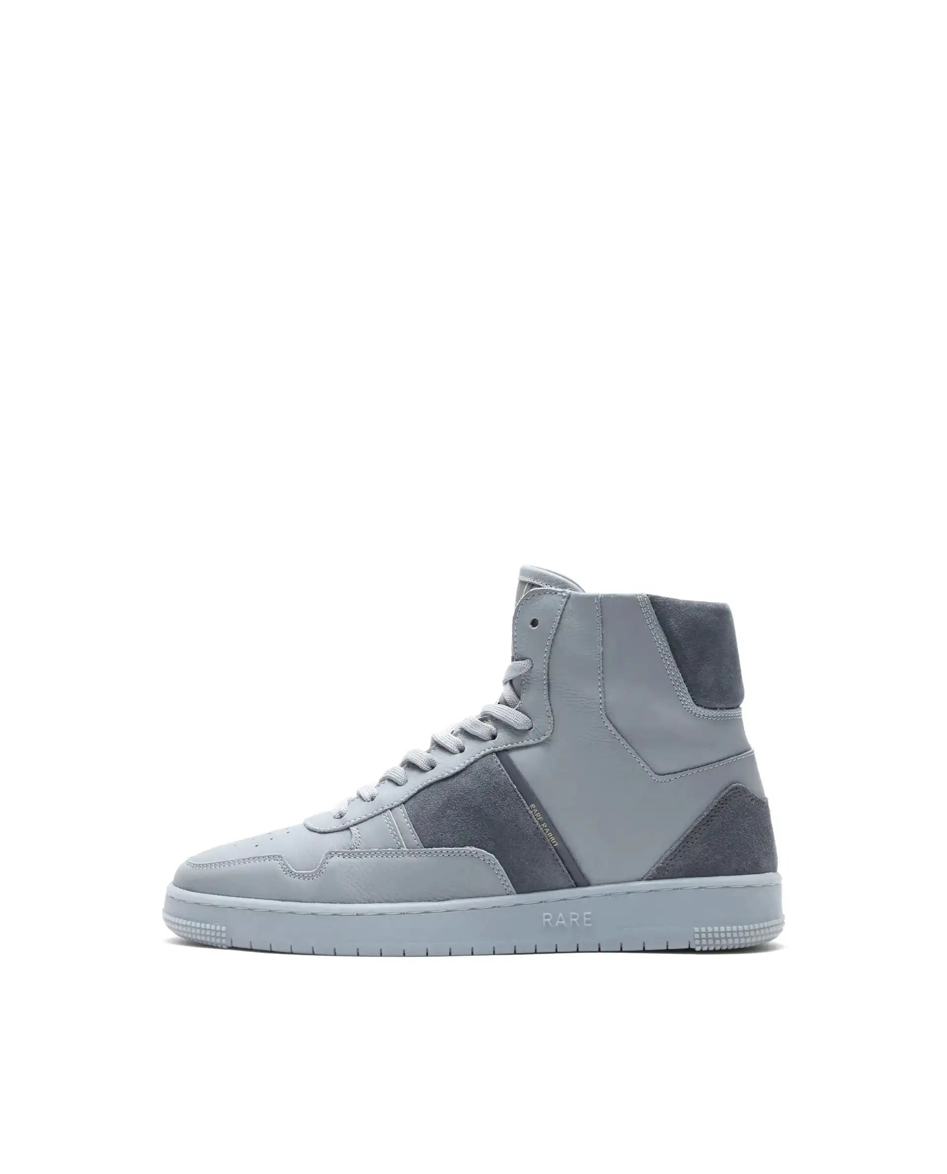 Rare Rabbit Men's Dist Grey Leather Lace-Up Closure High-Top Sneaker