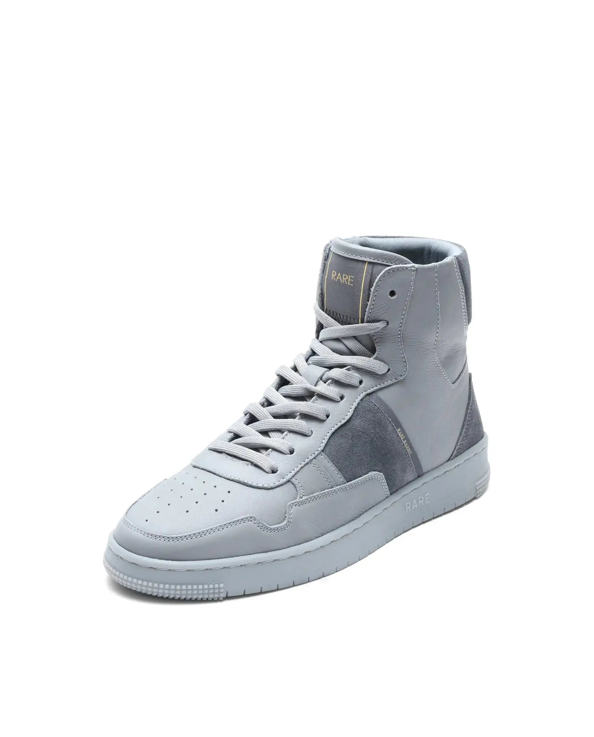 Rare Rabbit Men's Dist Grey Leather Lace-Up Closure High-Top Sneaker