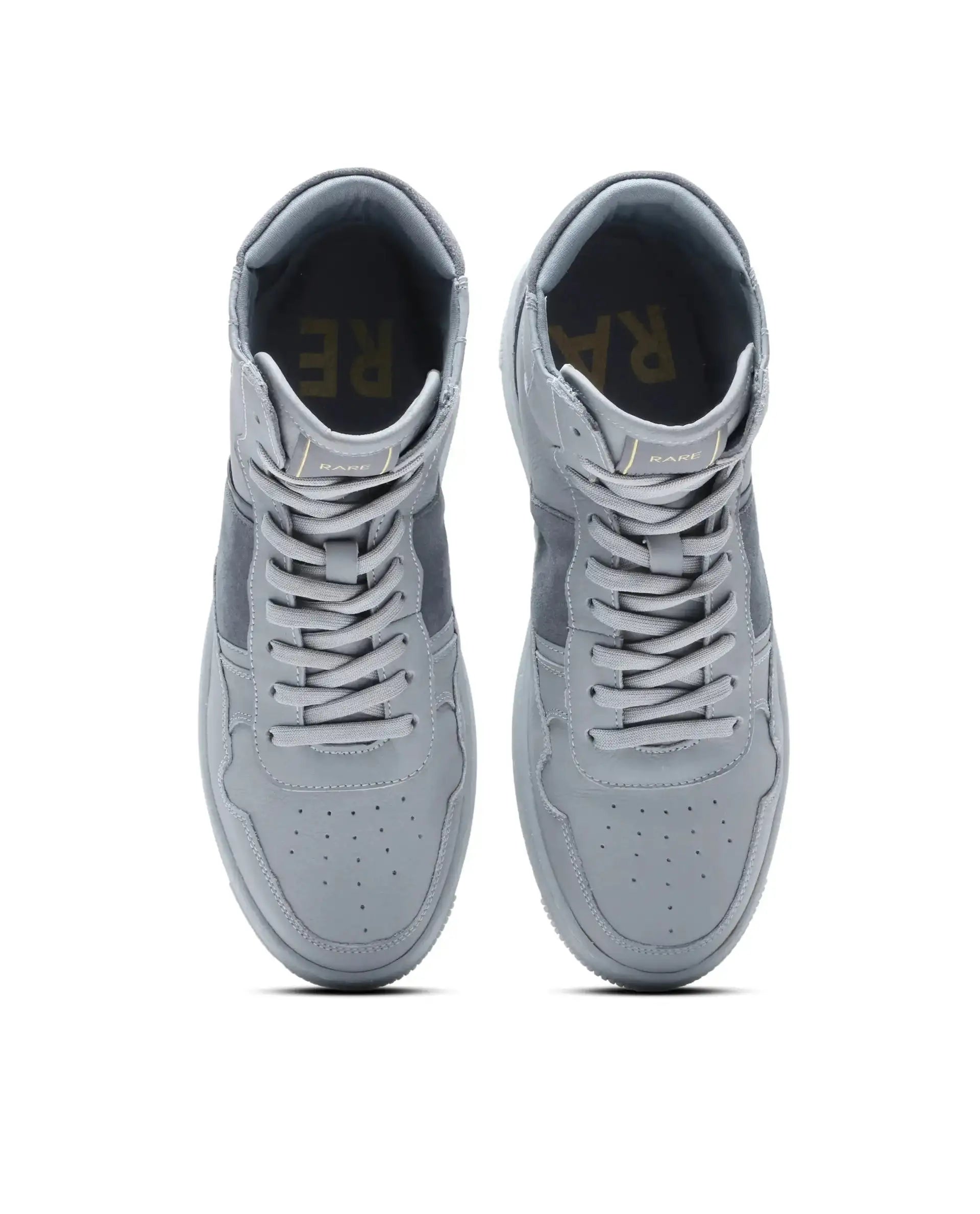 Rare Rabbit Men's Dist Grey Leather Lace-Up Closure High-Top Sneaker